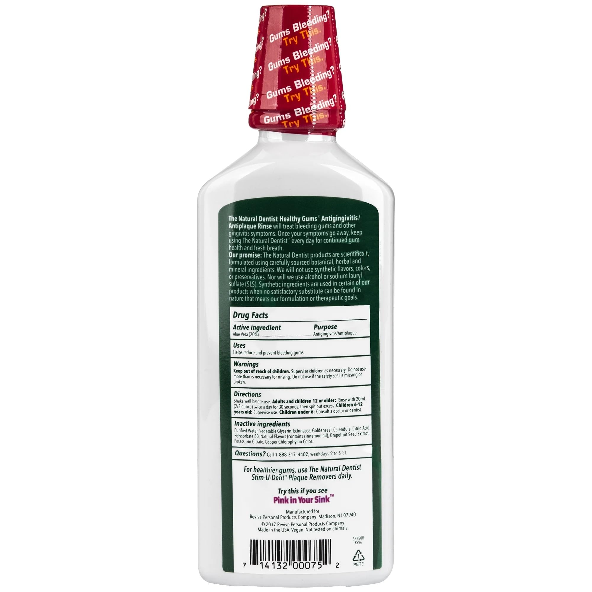 The Natural Dentist Mouthwash Healthy Gums Peppermint Twist 16.9 fl oz | Daily Oral Rinse