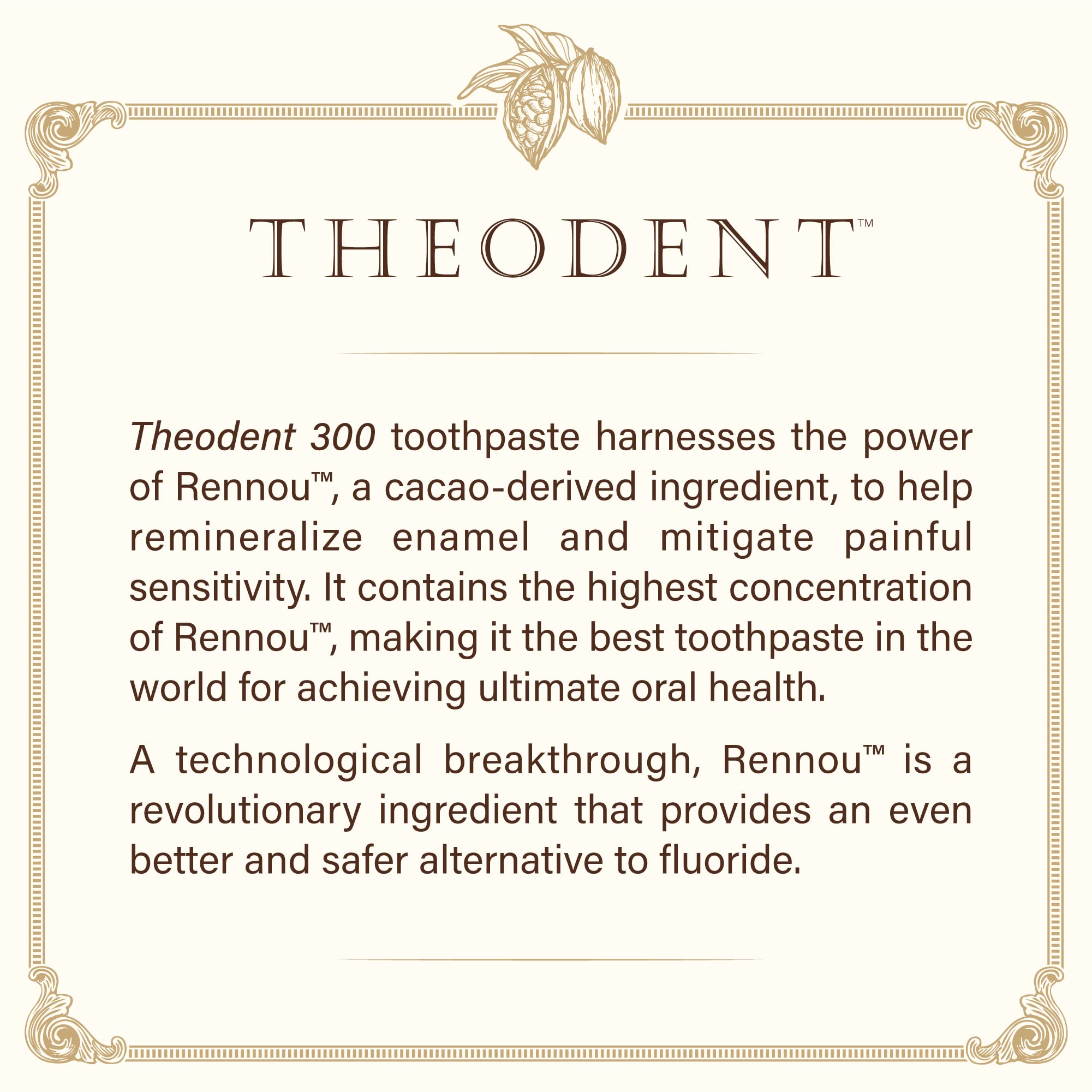 Theodent 300 Fluoride-Free Toothpaste | Clinical Strength Remineralization | Crystal Mint 3.4 oz