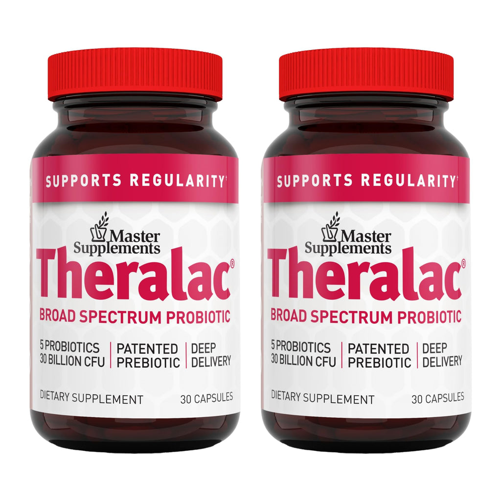 Theralac Master Supplements – 2-Pack Multi-Strain Probiotic for Gut Health, Gluten Free, 60 Servings