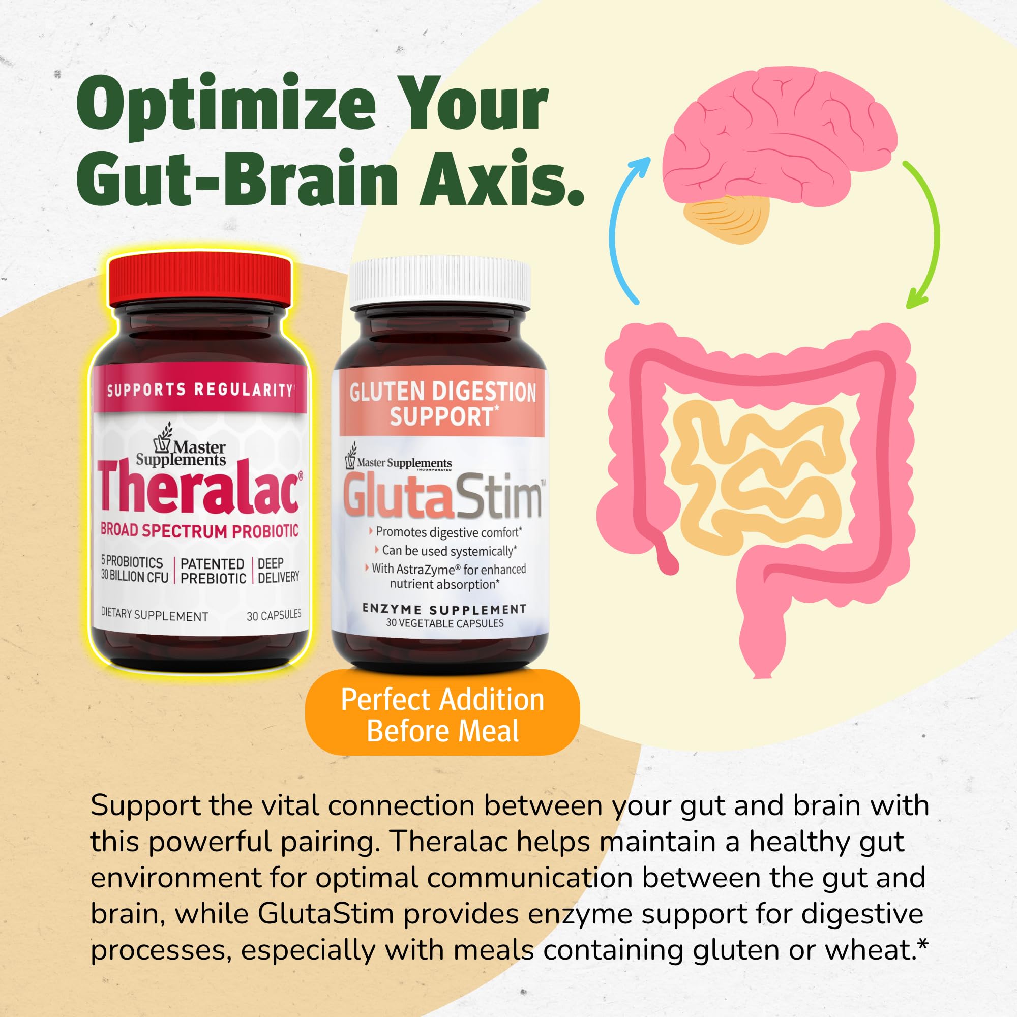 Theralac Master Supplements – 3-Pack Probiotic, 90 Servings, Gluten Free for Gut Health