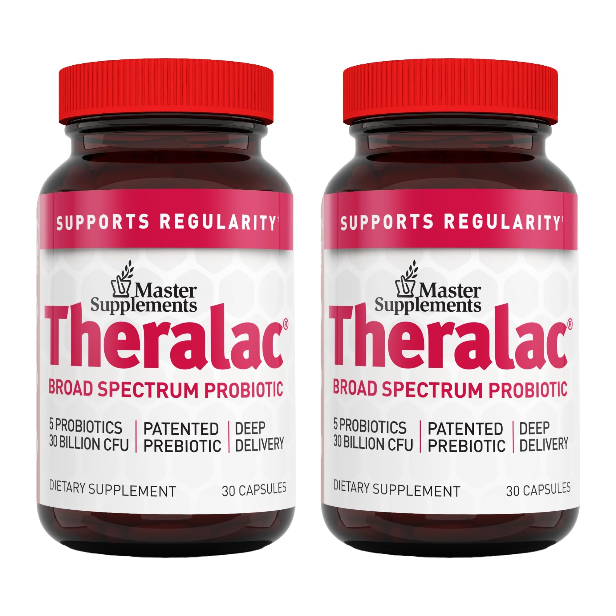 Theralac Master Supplements – 2-Pack Multi-Strain Probiotic for Gut Health, Gluten Free, 60 Servings