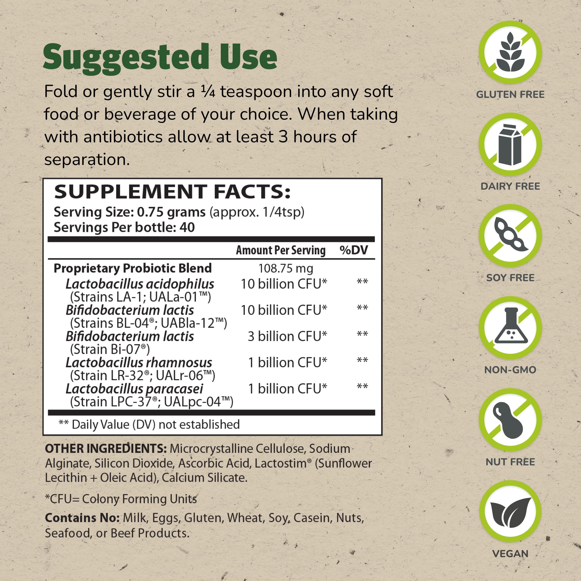 Master Supplements Granular Theralac Probiotic Powder – 25B CFU, 40 Servings, Vegan & Gluten Free