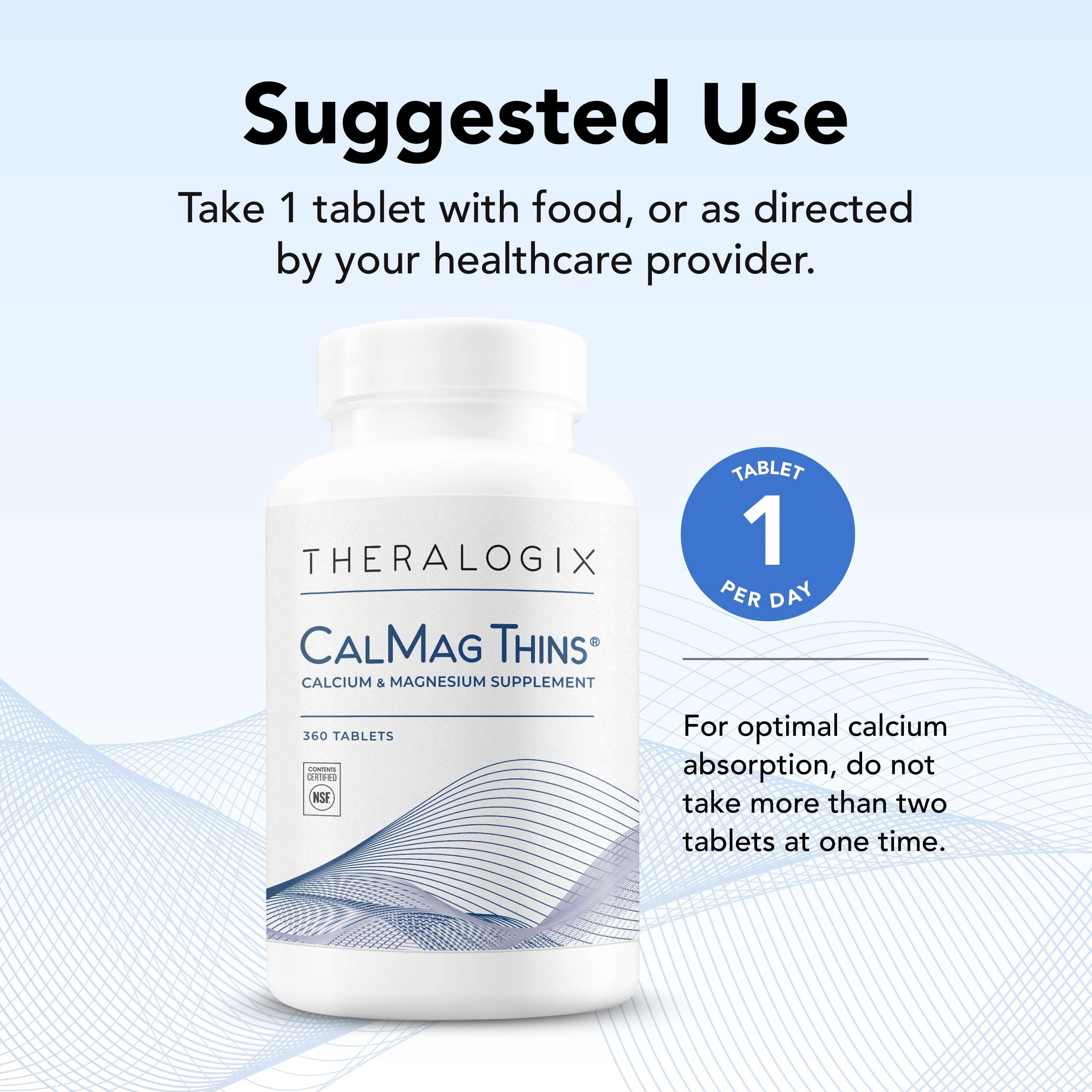 Theralogix CalMag Thins Calcium & Magnesium - 360 Tablets | NSF Certified