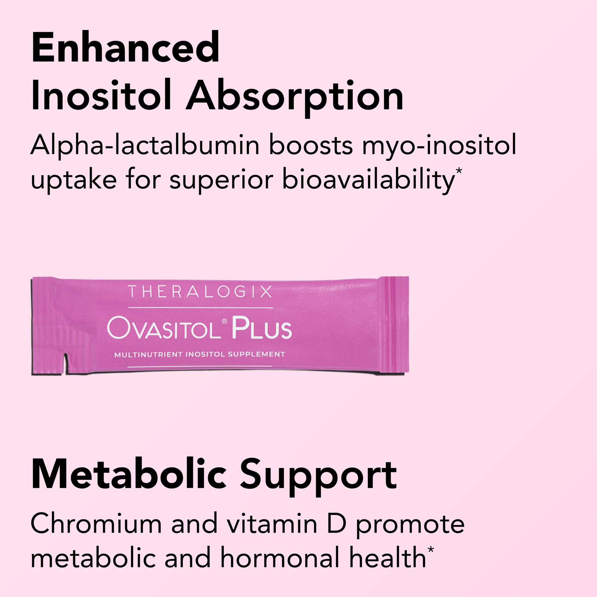 Theralogix Ovasitol Plus Metabolic Health Supplement — Myo-Inositol + D-Chiro Inositol, Chromium Picolinate, Alpha-Lactalbumin & Vitamin D | 180 Count (90-Day Supply)