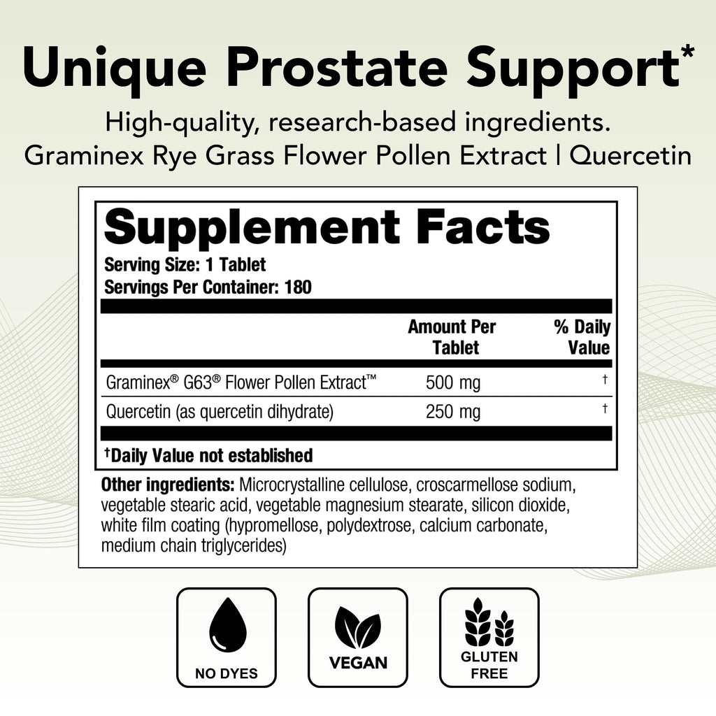 Theralogix Prostate PQ – Rye Grass Pollen Extract & Quercetin, 180 Tablets