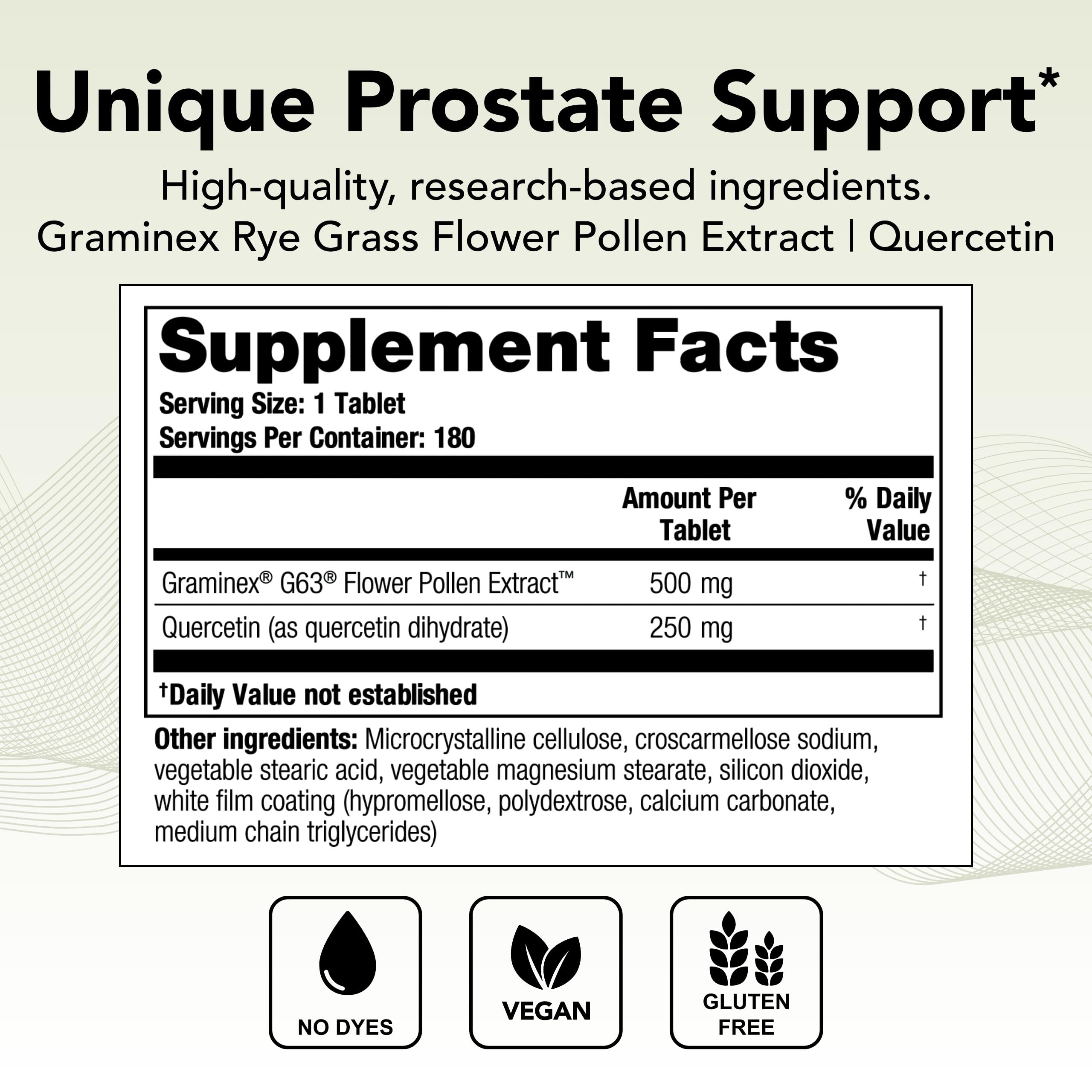 Theralogix Prostate PQ – Rye Grass Pollen Extract & Quercetin, 180 Tablets