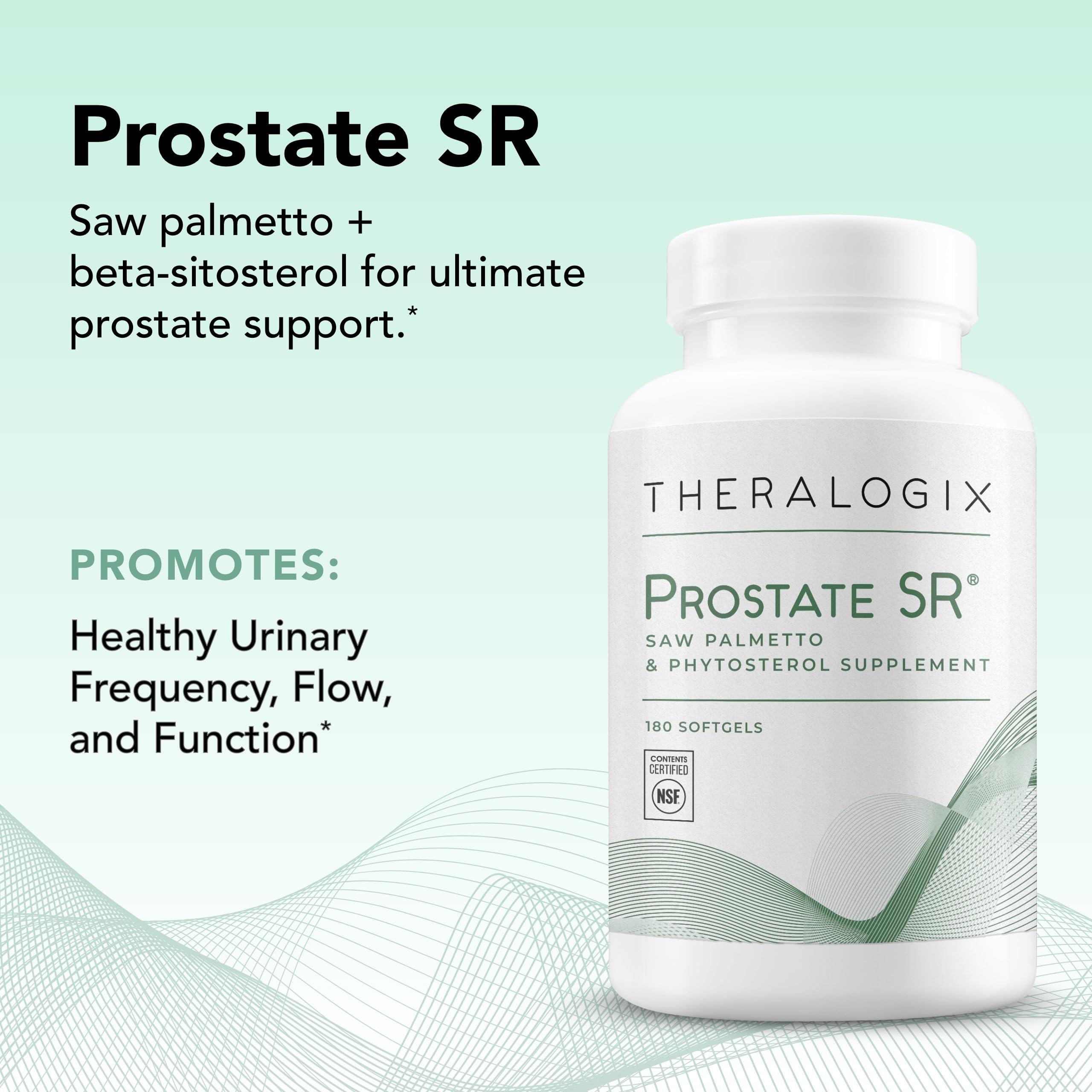 Theralogix Prostate SR Saw Palmetto & Beta-Sitosterol – Urinary Health Support | 180 Softgels (90-Day Supply) | NSF Certified