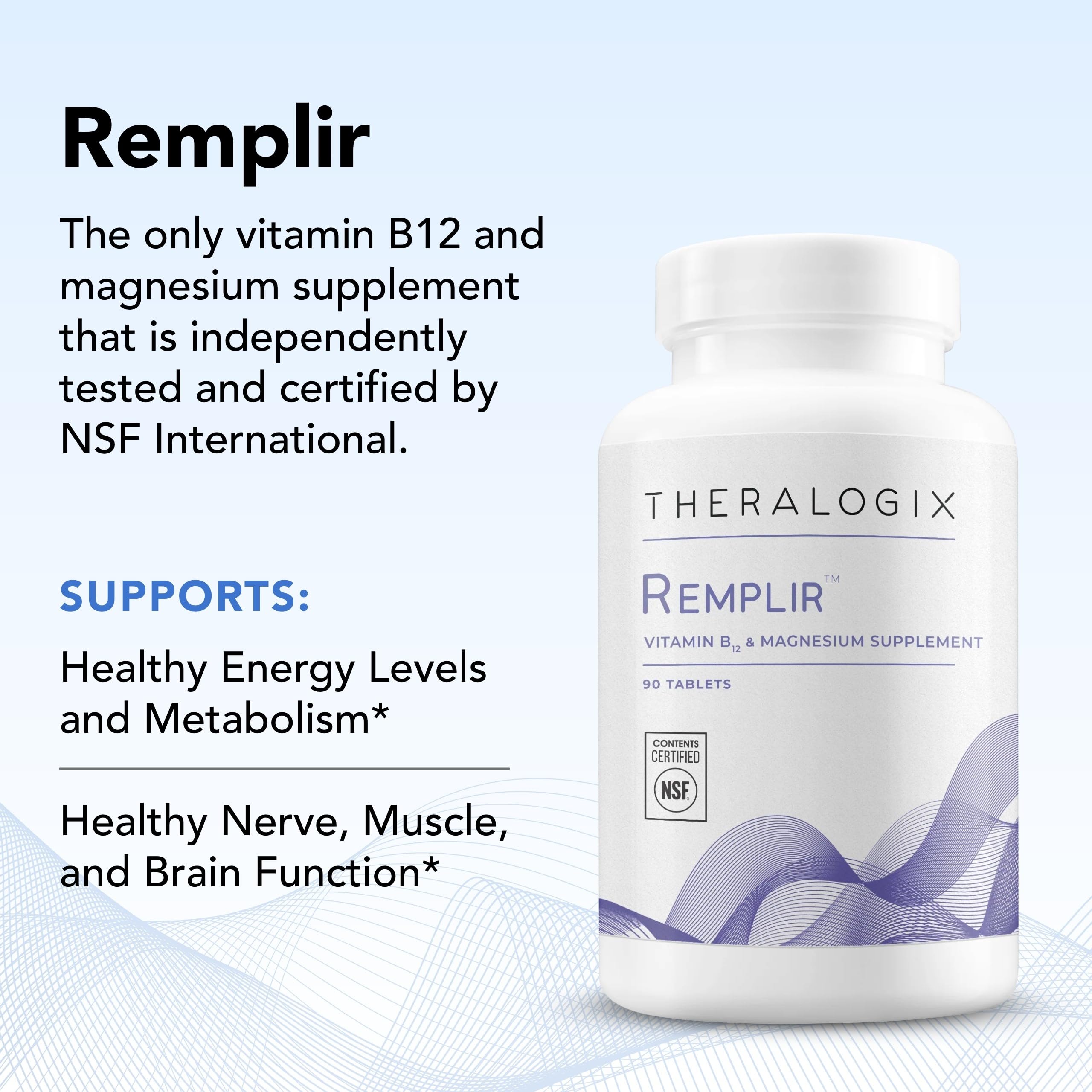 Theralogix Remplir 90-Day Supplement – B12 & Chelated Magnesium – NSF Certified