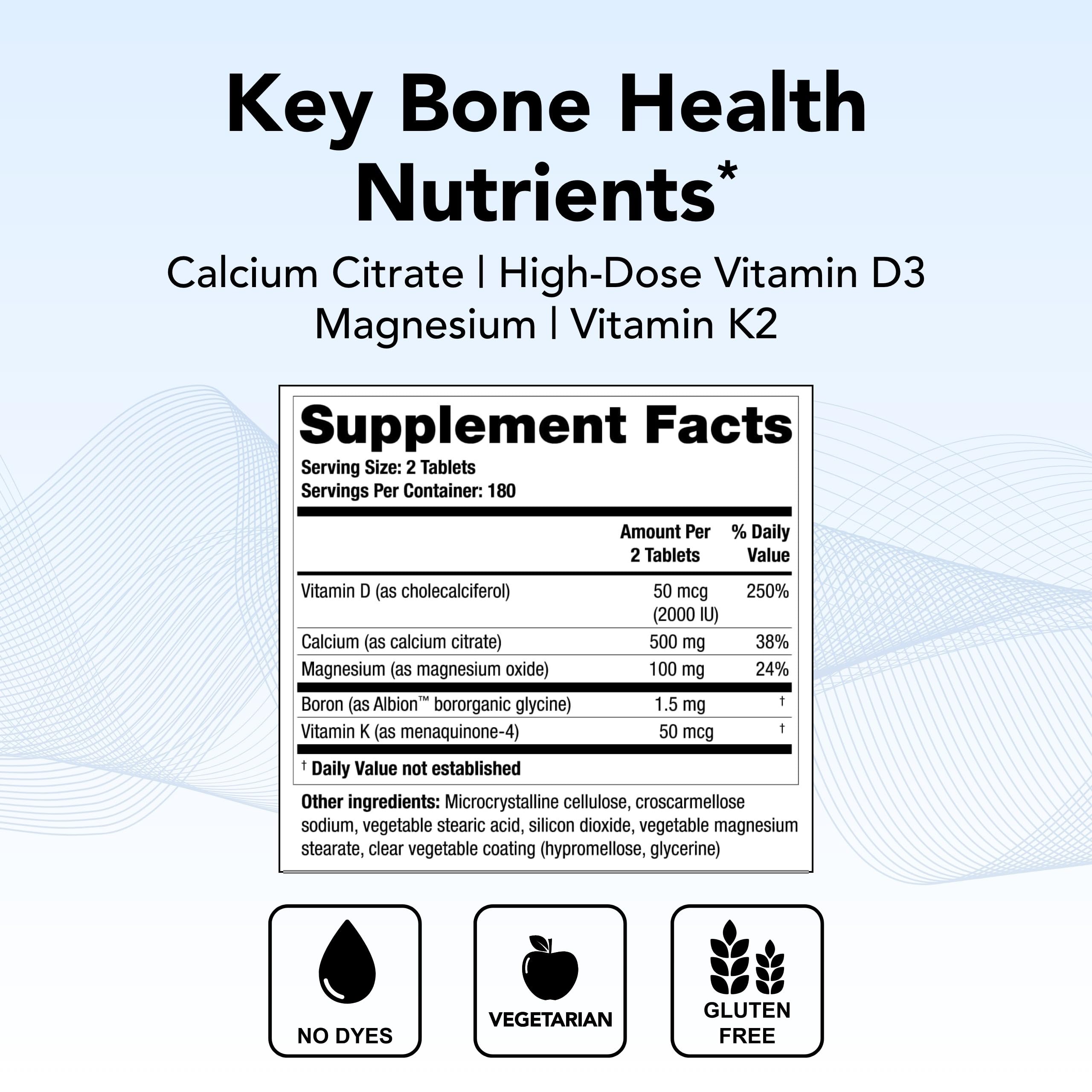 Theralogix TheraCal D4000 – Bone Health Support Supplement with Calcium, Magnesium, Vitamin D3, Vitamin K2 & Boron* | 360 Tablets | NSF Certified