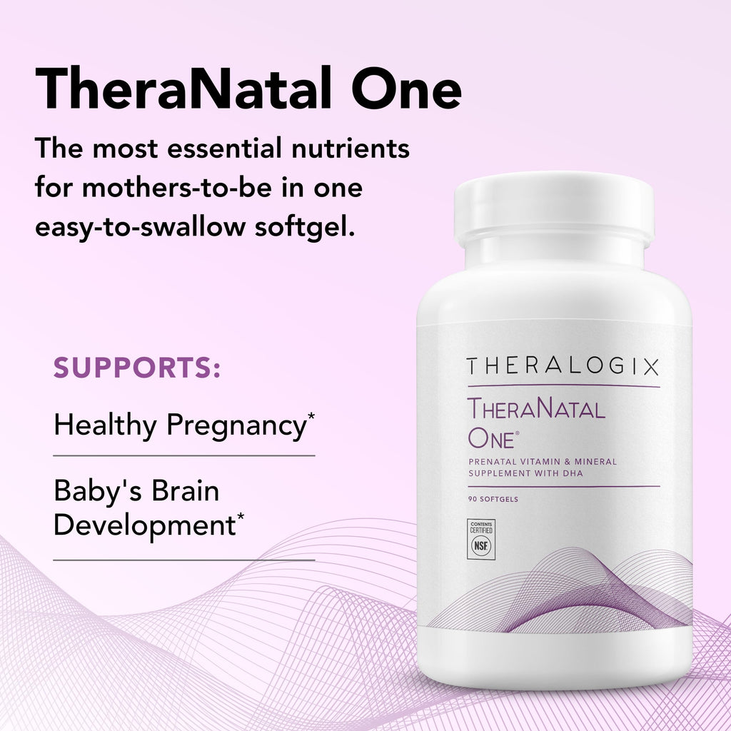 Theralogix TheraNatal One Prenatal Vitamin – 90-Softgel, 90-Day NSF Certified (DHA, D3, Folate, Iron)