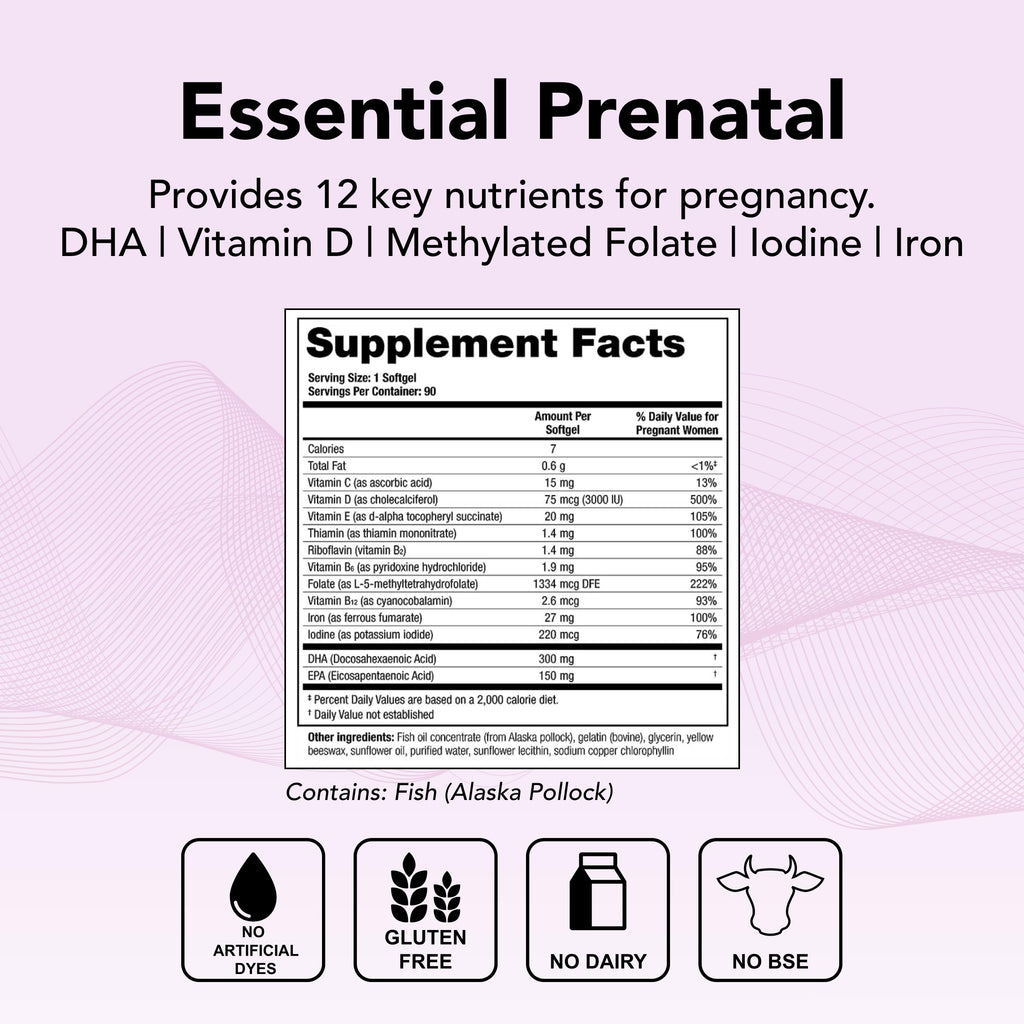 Theralogix TheraNatal One Prenatal Vitamin – 90-Softgel, 90-Day NSF Certified (DHA, D3, Folate, Iron)