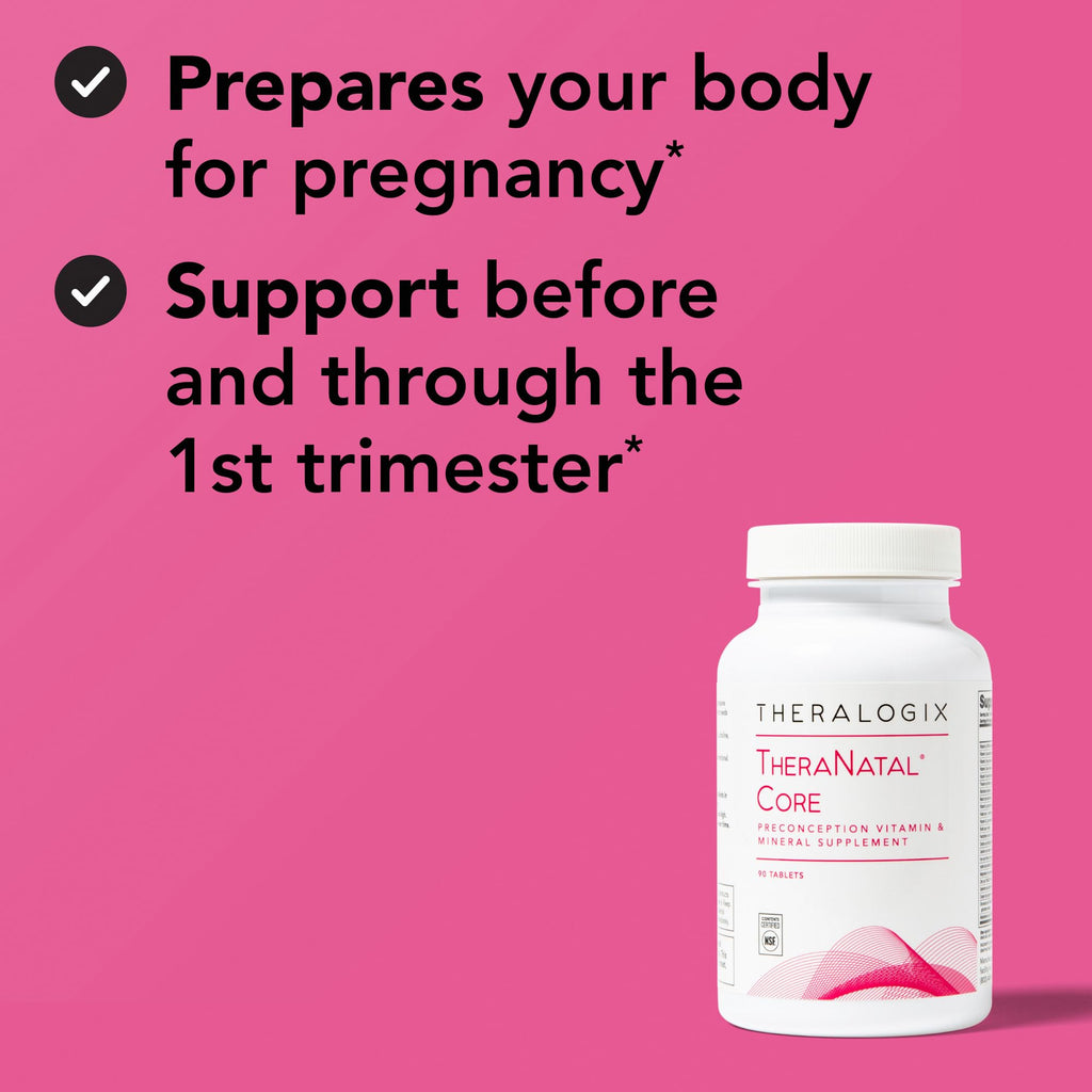 Theralogix TheraNatal Core Preconception Vitamin: 90-Day NSF-Certified Prenatal Support