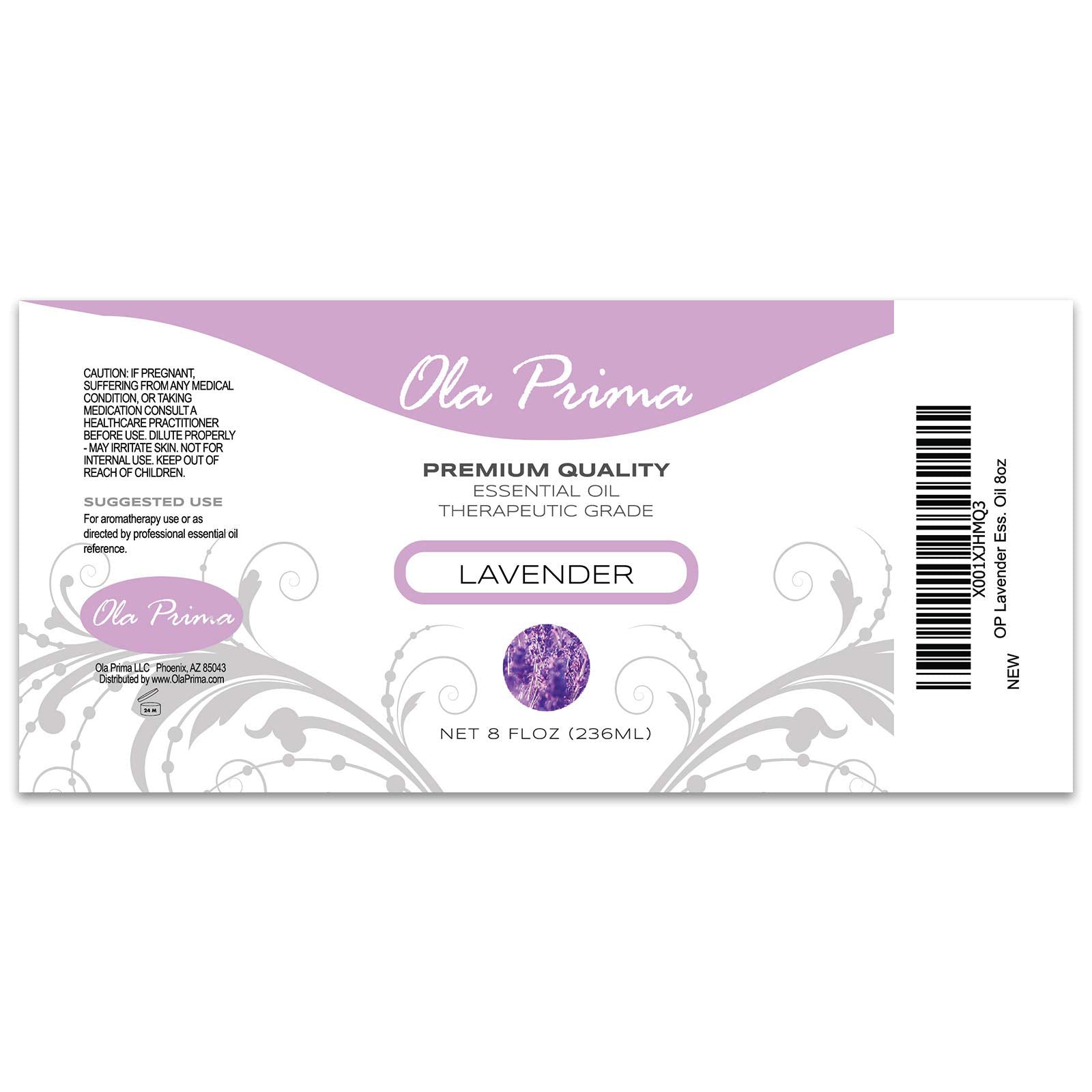Ola Prima Lavender Essential Oil 8 Fluid Ounces - Aromatherapy