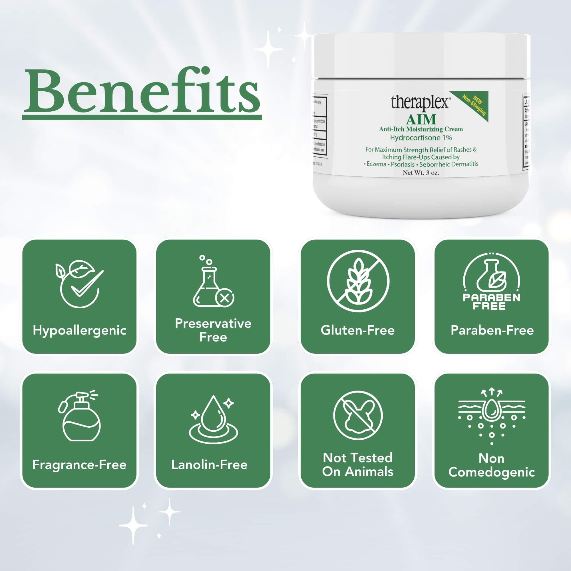 Theraplex AIM Anti-Itch Moisturizing Cream (3 oz) – Relieves Itching & Flare-Ups, Restores Skin Barrier