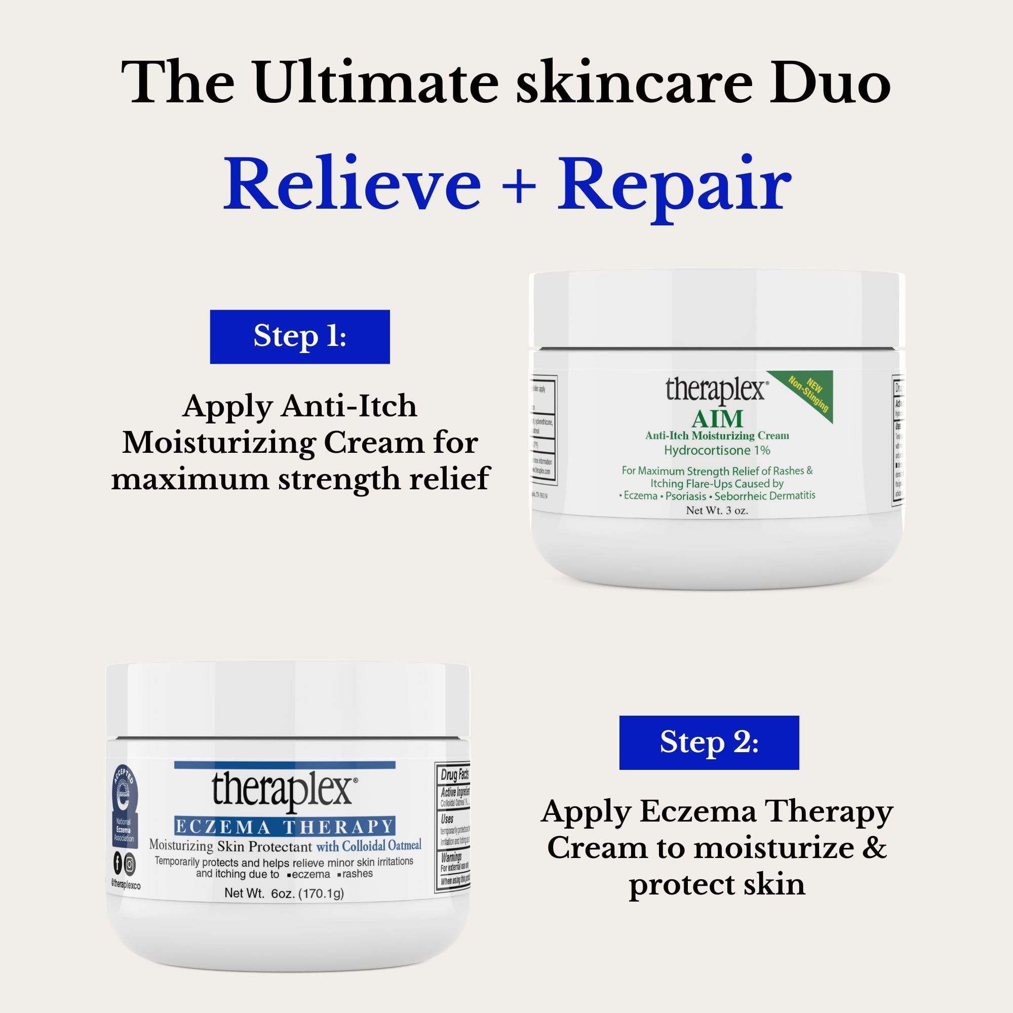 Theraplex AIM Anti-Itch Moisturizing Cream (3 oz) – Relieves Itching & Flare-Ups, Restores Skin Barrier
