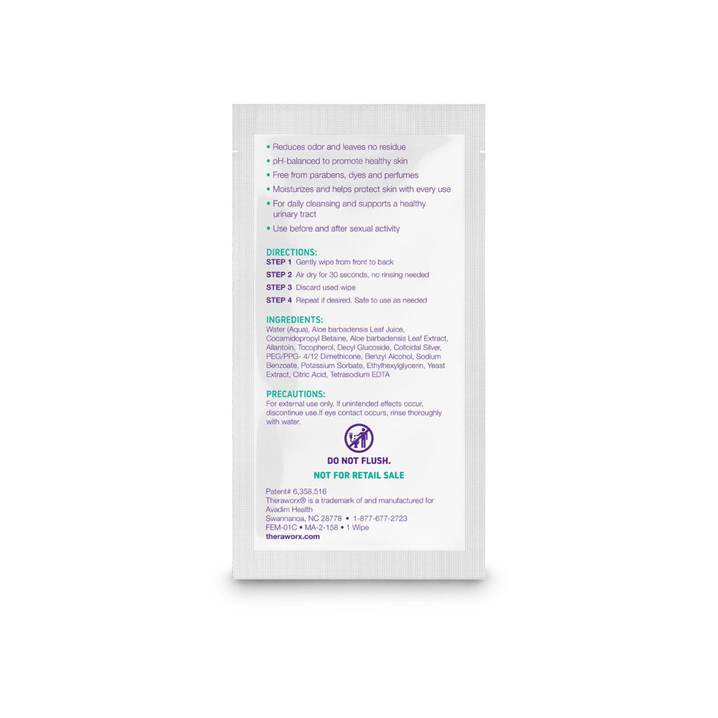 Theraworx Harmony Gentle Daily Cleansing Feminine Wipes – Fragrance Free, Travel Size, 15 Count