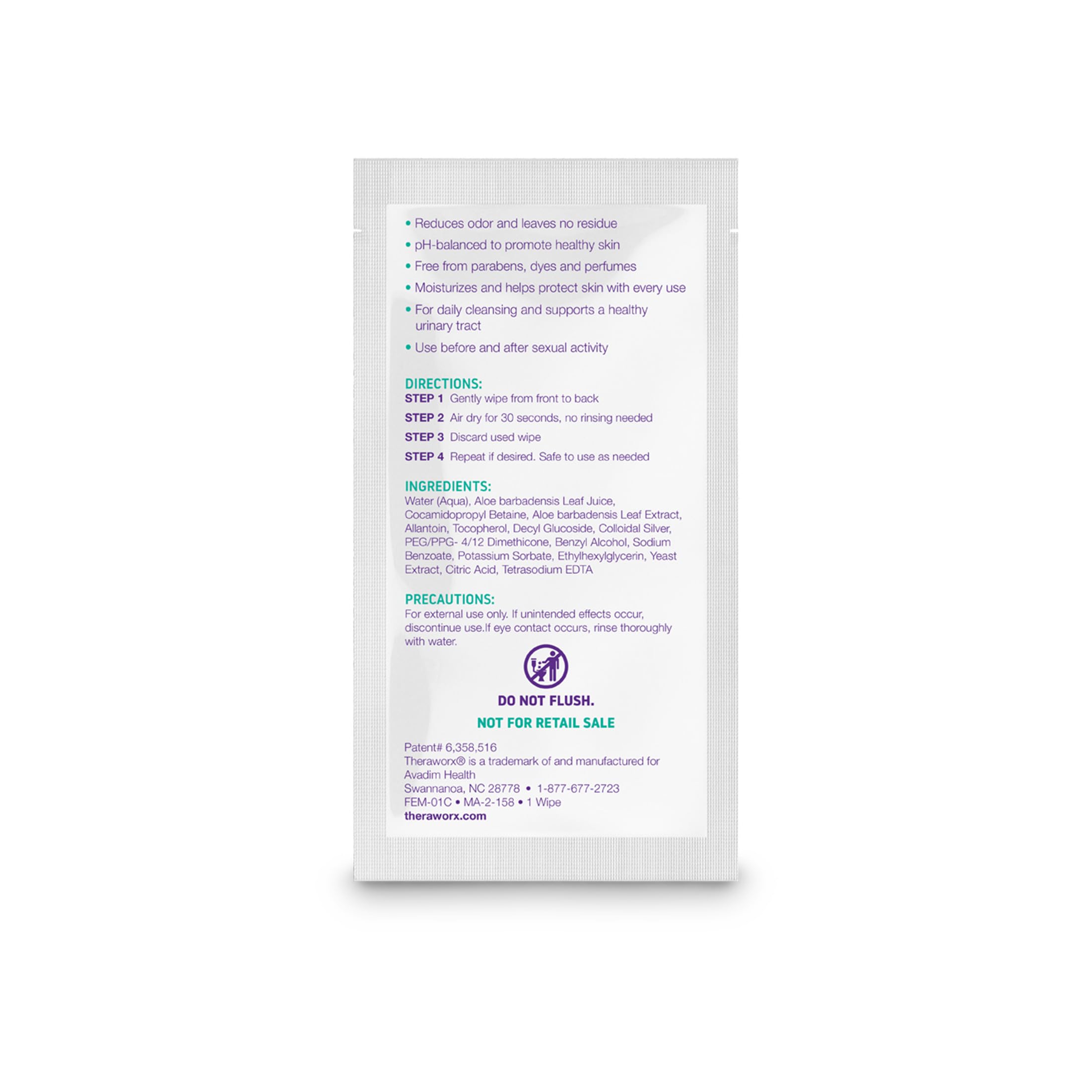 Theraworx Harmony Gentle Daily Cleansing Feminine Wipes – Fragrance Free, Travel Size, 15 Count