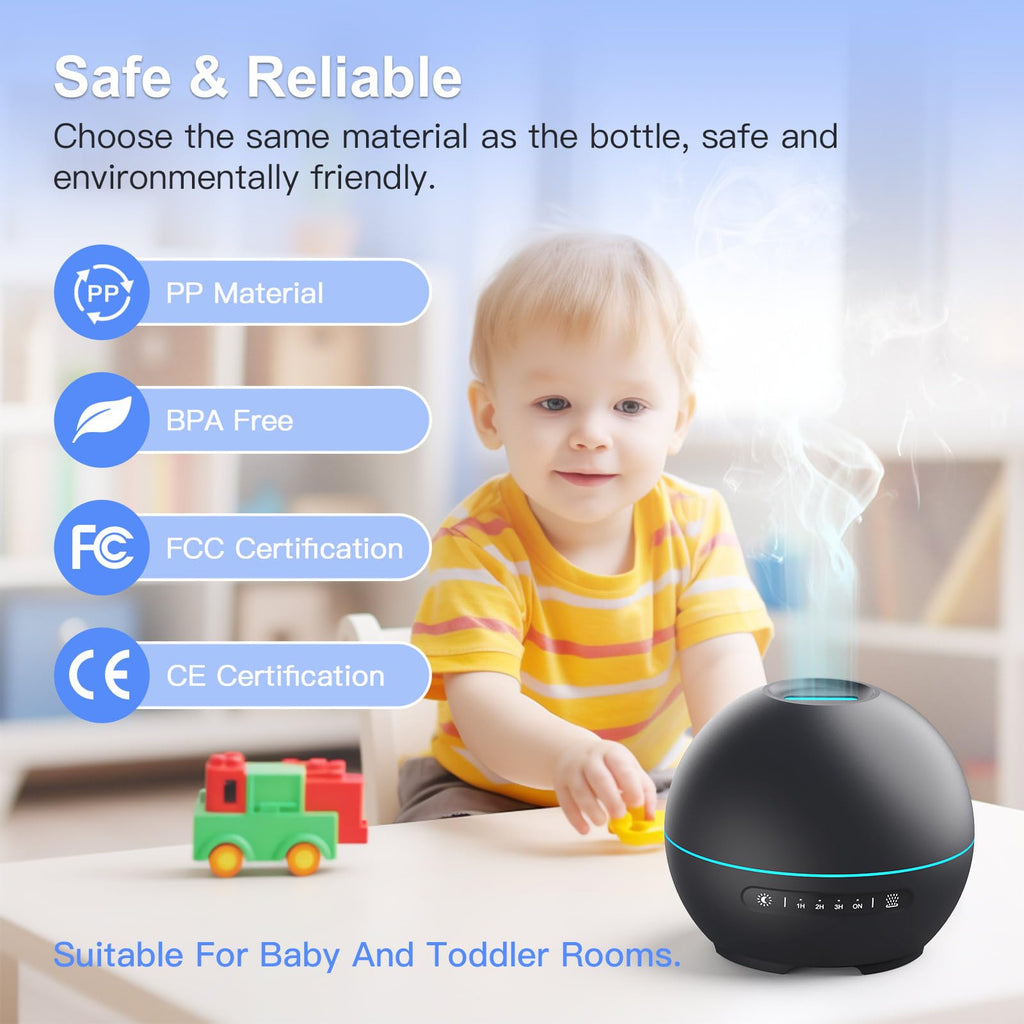 THIMONES 2 Pack Essential Oil Diffuser – 200ml Ultrasonic, 4 Timers, 7 Colors