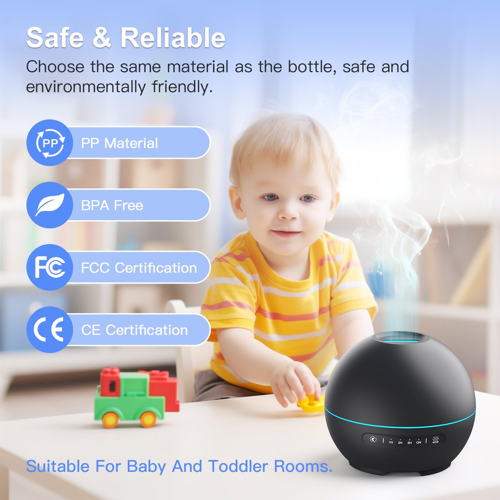 THIMONES 2 Pack Essential Oil Diffuser – 200ml Ultrasonic, 4 Timers, 7 Colors