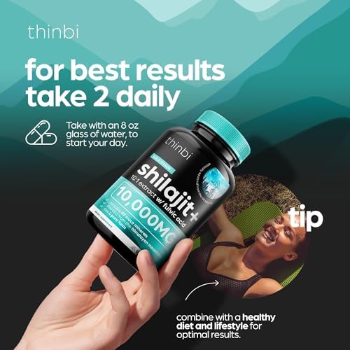 Thinbi Pure Himalayan Shilajit Capsules – Fulvic Acid & Trace Minerals, 90 Count