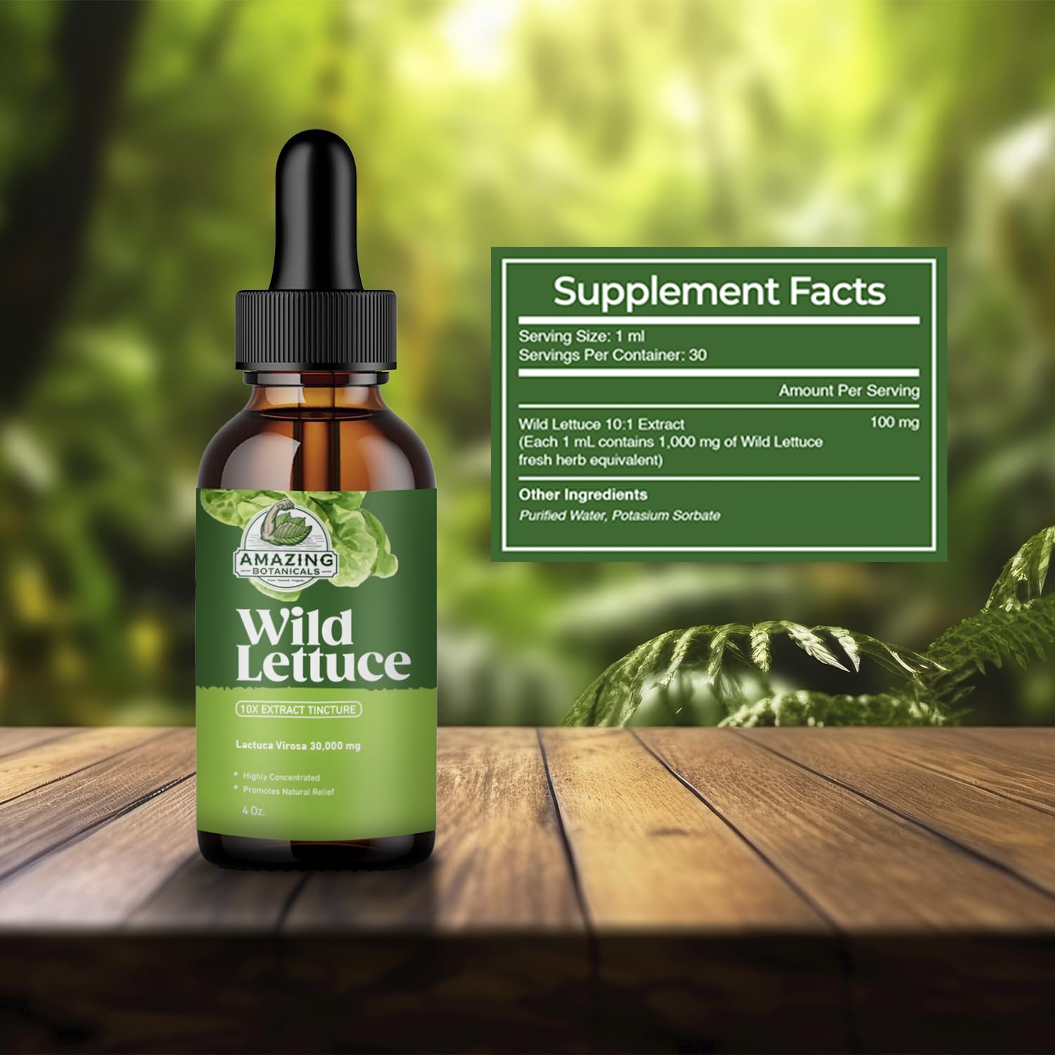 Amazing Botanicals Alcohol-Free Wild Lettuce Tincture 30,000 mg | 4 oz Bulk