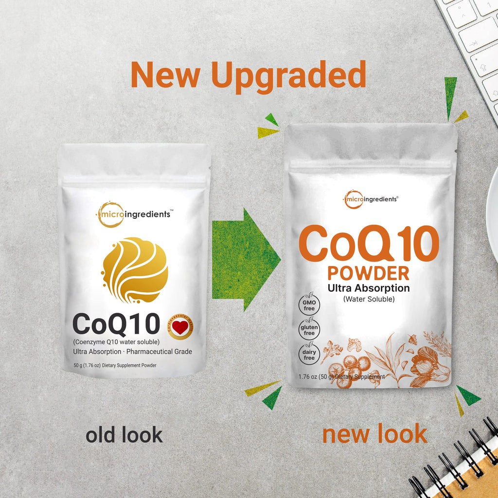 Micro Ingredients CoQ10 Water Soluble Powder - 200mg/Serving, 50g