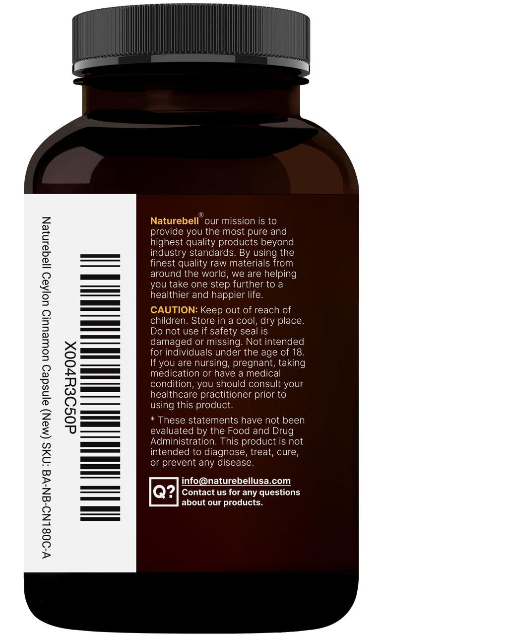 NatureBell Ceylon Cinnamon Per Serving - 240 Capsules | Organic Sri Lanka Cinnamon & Bitter Melon 2-in-1 Support | Non-GMO, Gluten-Free