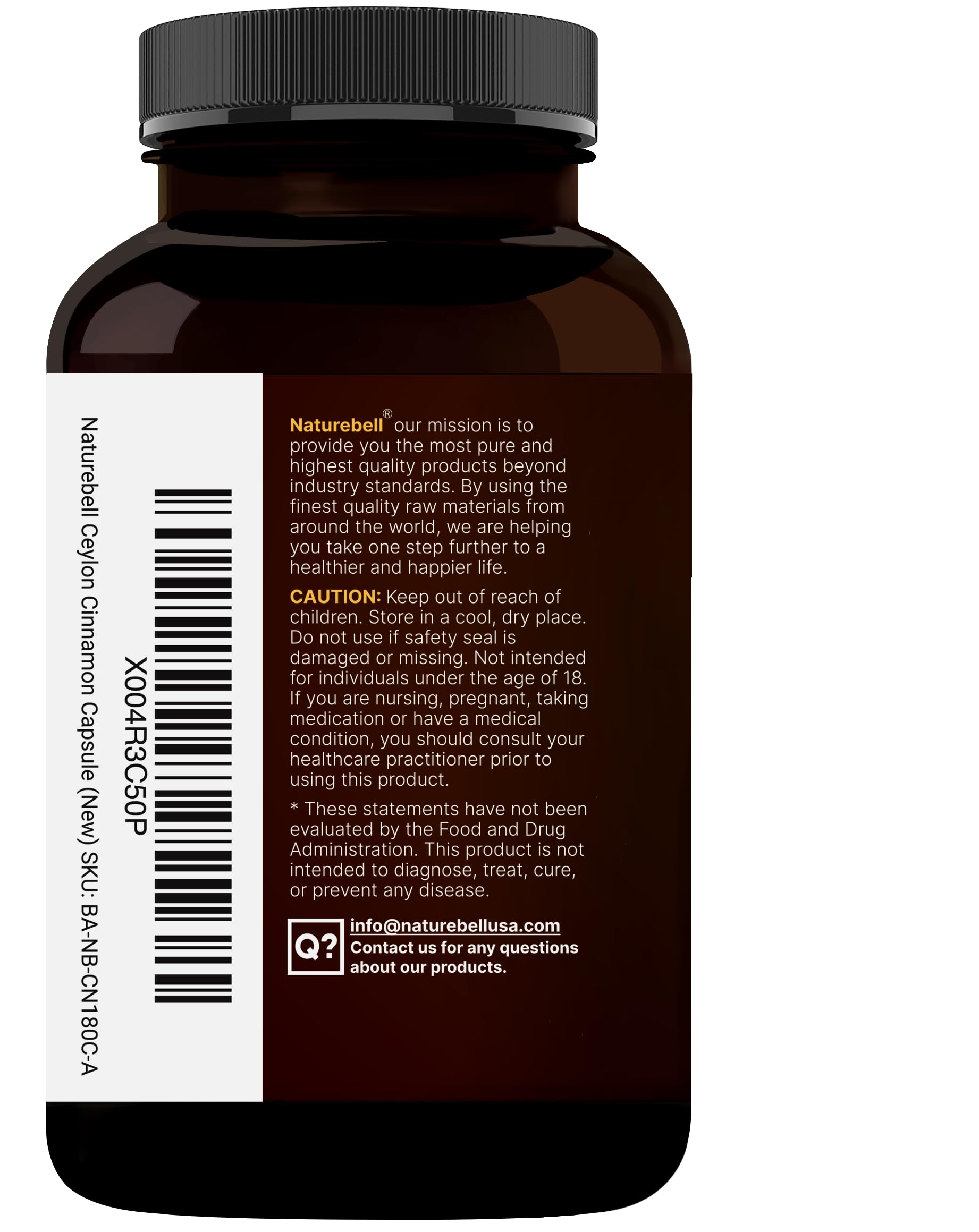 NatureBell Ceylon Cinnamon Per Serving - 240 Capsules | Organic Sri Lanka Cinnamon & Bitter Melon 2-in-1 Support | Non-GMO, Gluten-Free