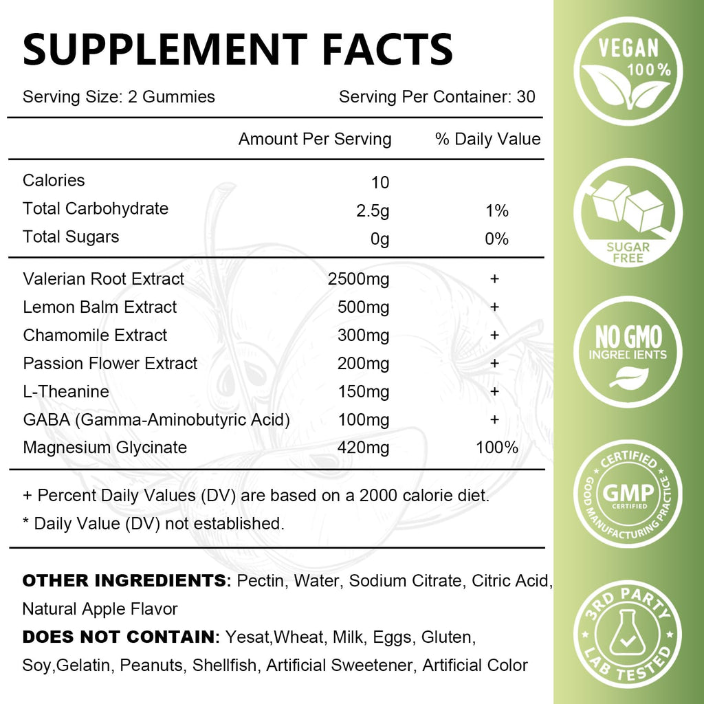 2 Pack Organic Valerian Root Gummies – Calming Sleep Support (Melatonin Free)
