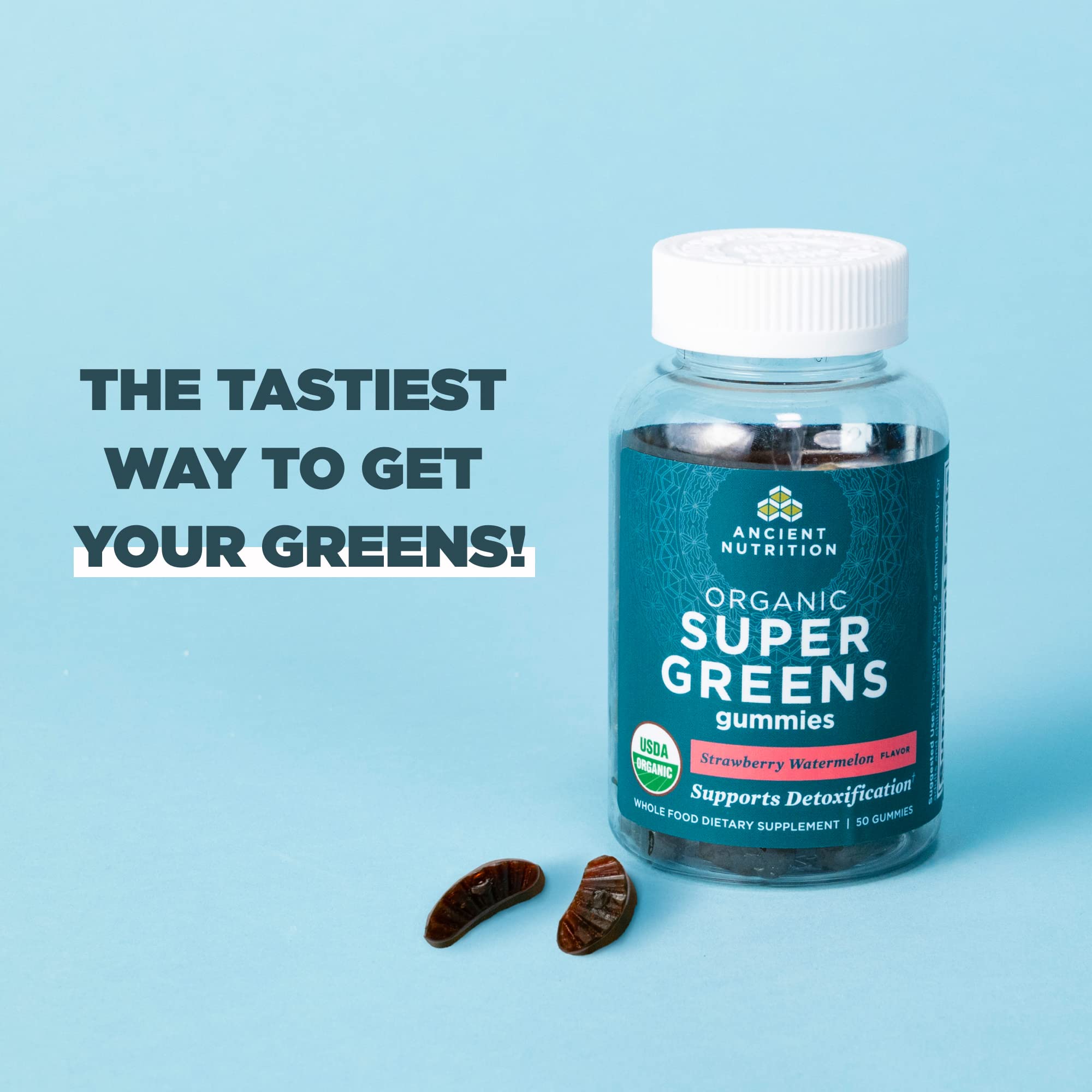Ancient Nutrition Supergreens Gummy – Organic Superfood Gummies (100 Count)