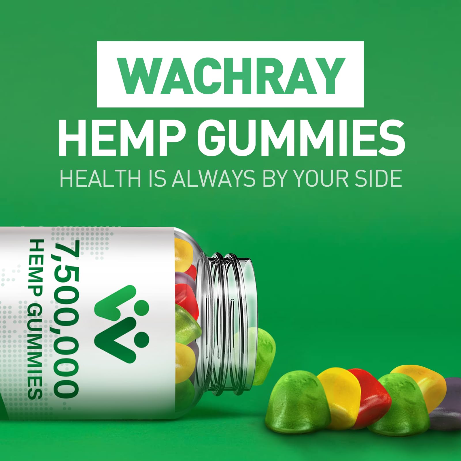 WACHRAY Nutrition: 3 Packs Organic Hemp Gummies – 7.5M High Strength Hemp Oil Infused, 240 Gummies per Bottle