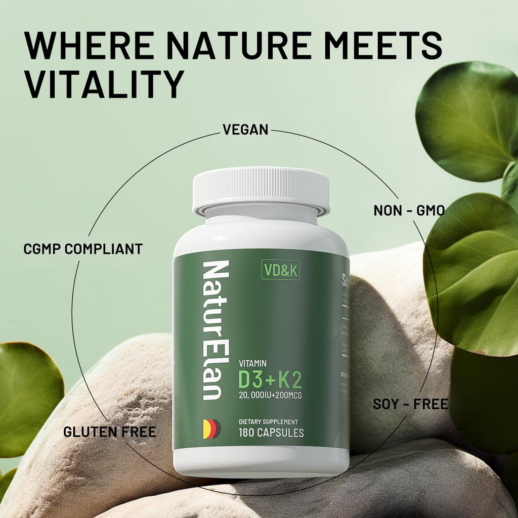 Vitamin D3 K2 20,000 IU MK-7 - 180 Vegan Capsules
