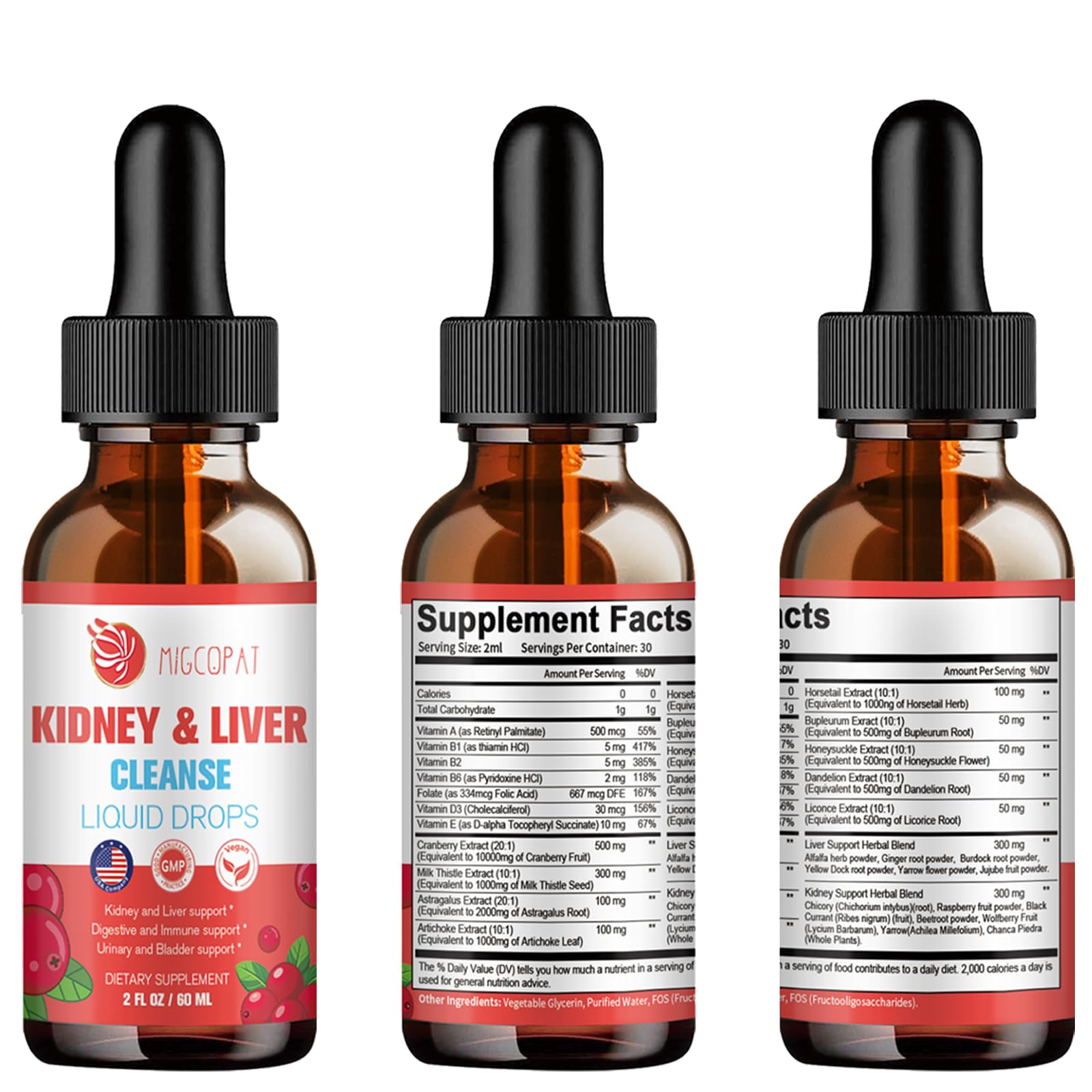 Kidney & Liver Cleanse Detox & Repair Drops – Cranberry, Milk Thistle & Artichoke (60ml) | Natural Herbal Supplement