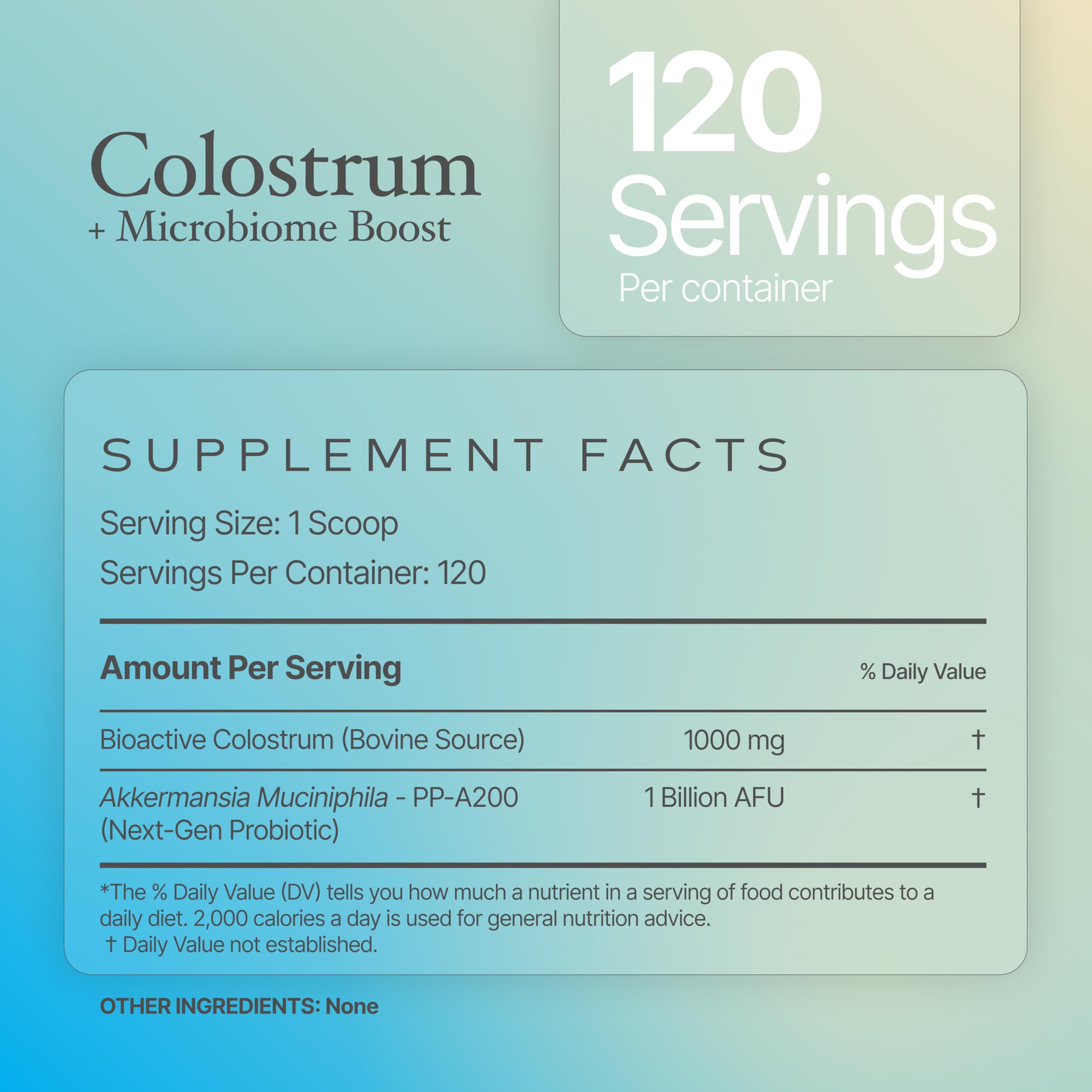 Prime Powders Colostrum Powder with Akkermansia | Grass-Fed Bovine, 1B AFU Probiotic | Gut Support, IgG Rich | 120 Servings