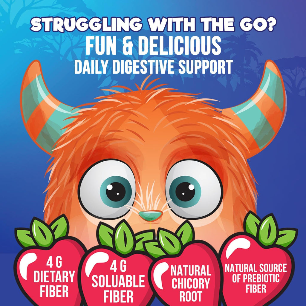 Fiber Gummies for Kids – 4g Daily Prebiotic Fiber Supplement | Plant-Based, Non-GMO, 120 Gummies