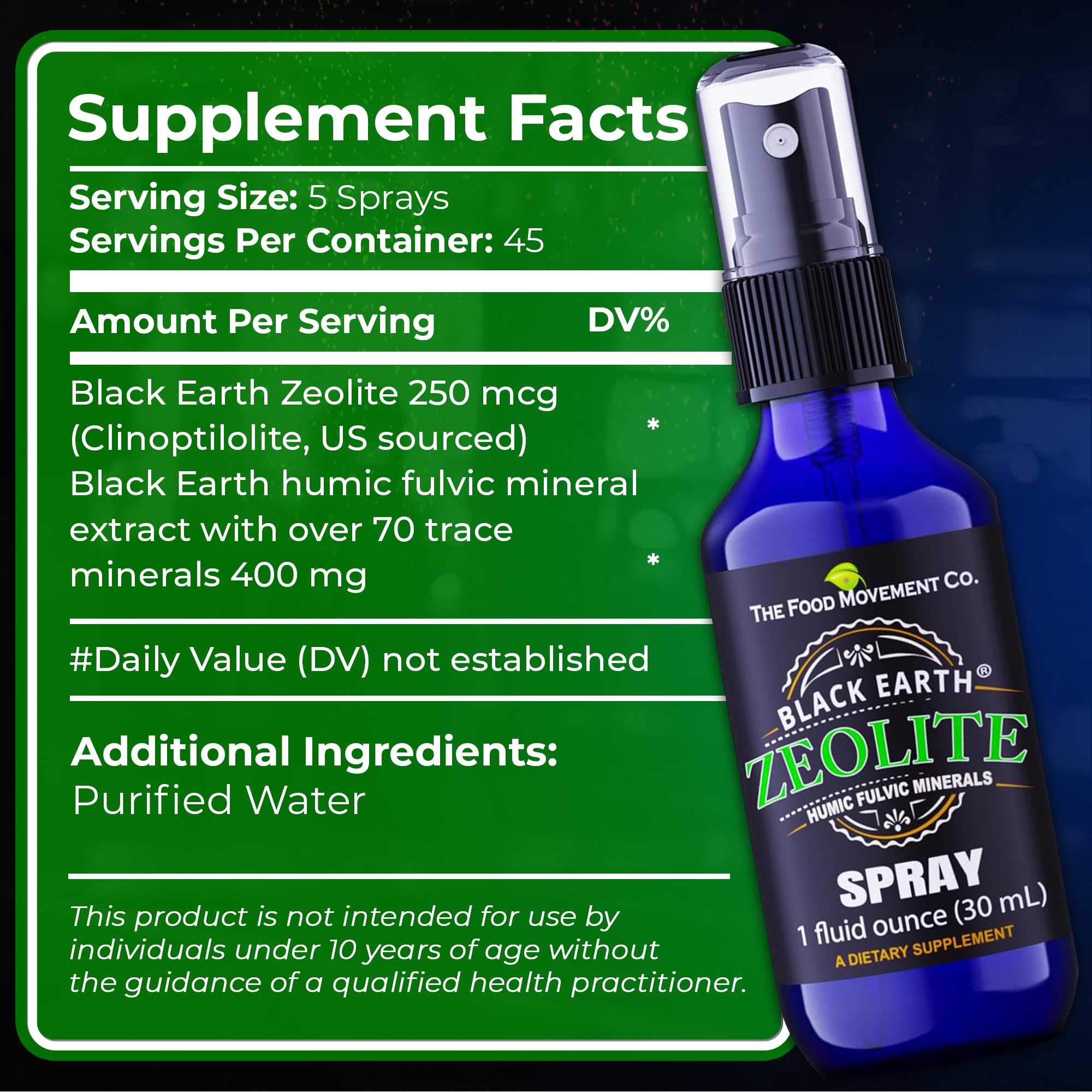 Black Earth Zeolite 1oz Pump Spray – Gut Health & Immune Support