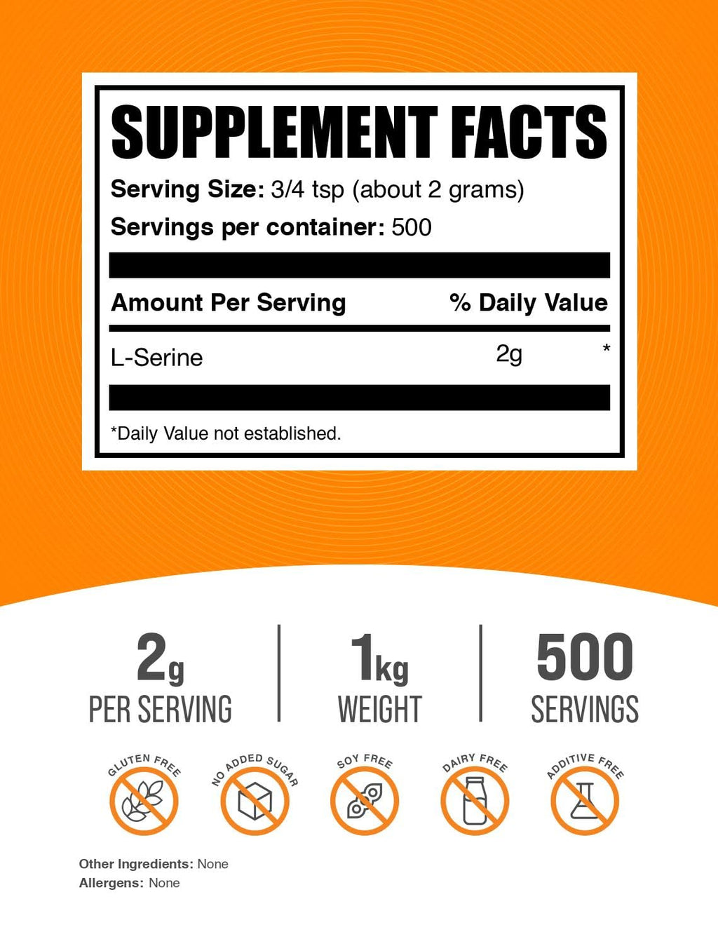 BulkSupplements L-Serine Powder | 2 g Serving, Unflavored & Gluten Free, 1 kg