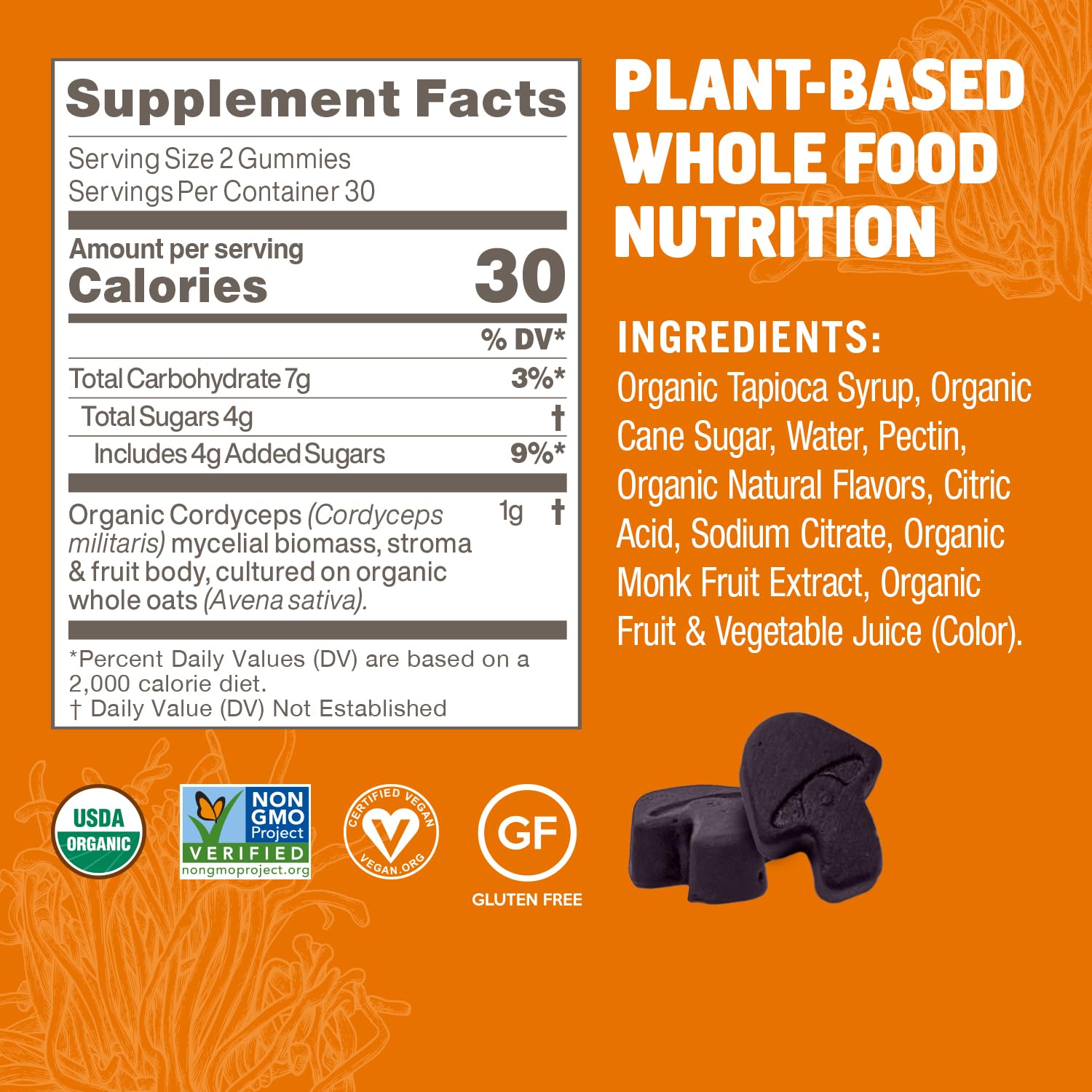 OM Mushroom Cordyceps Gummies – USA Grown Organic Mushrooms | Energy & Endurance (60 Count)