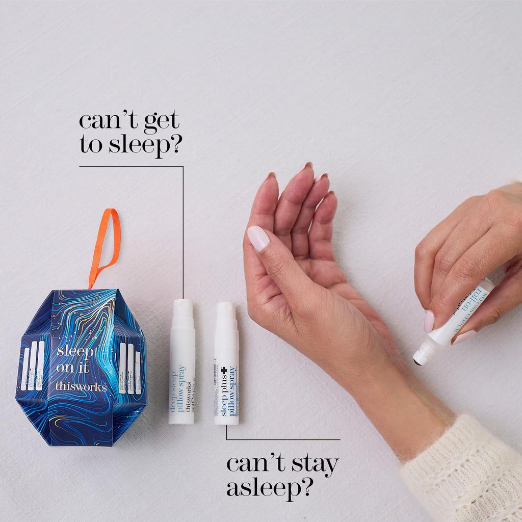 This Works Sleep On It Kit – Mini Set with Pillow Sprays & Stress Check Roll-On (5ml Each)
