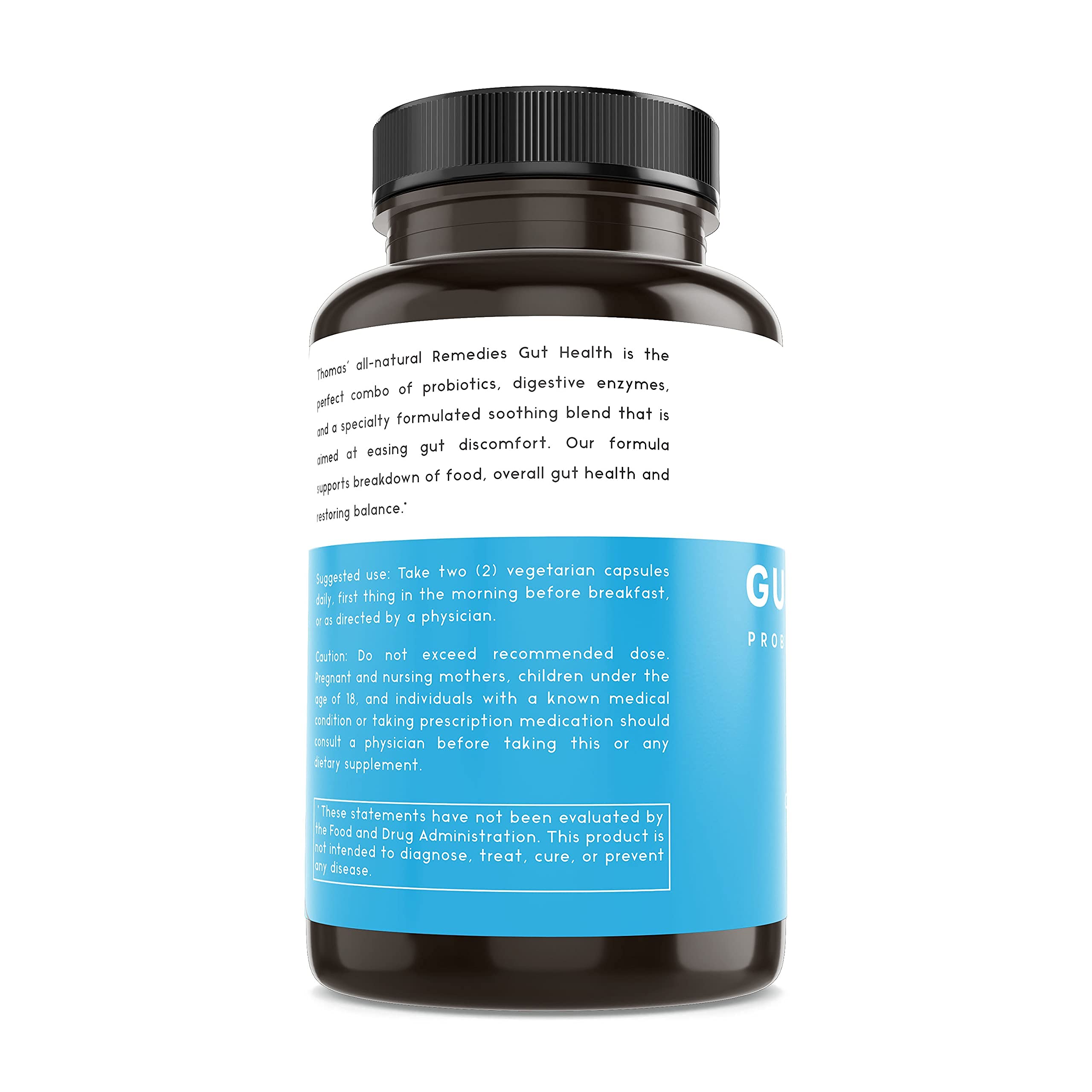 Thomas' all-natural Remedies Gut Health with Digestive Enzymes, Probiotics, Ginger, Papaya, and Turmeric for Digestion and Bloating Relieve