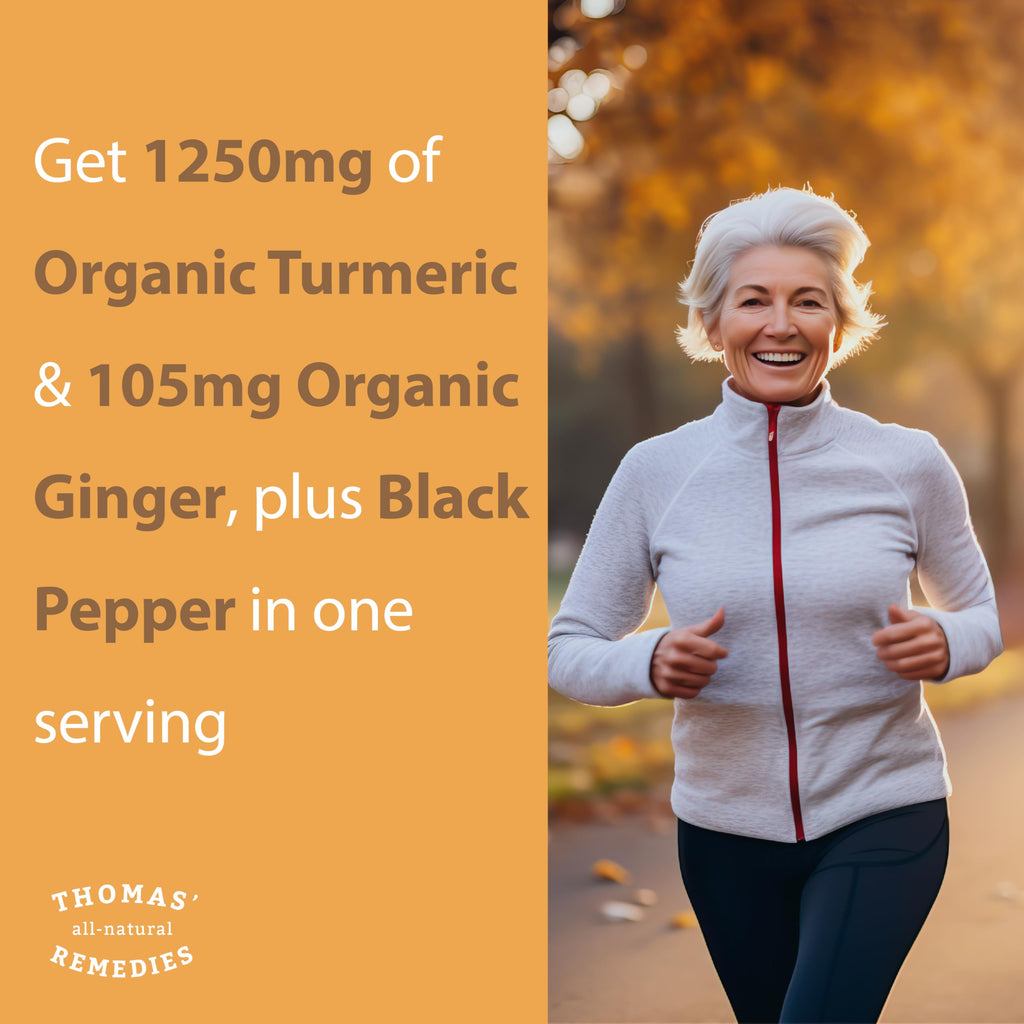 Thomas' All-Natural Turmeric Curcumin & Ginger with Black Pepper - Organic Turmeric Joint Support, 95% Curcumin, 120ct | Vegan