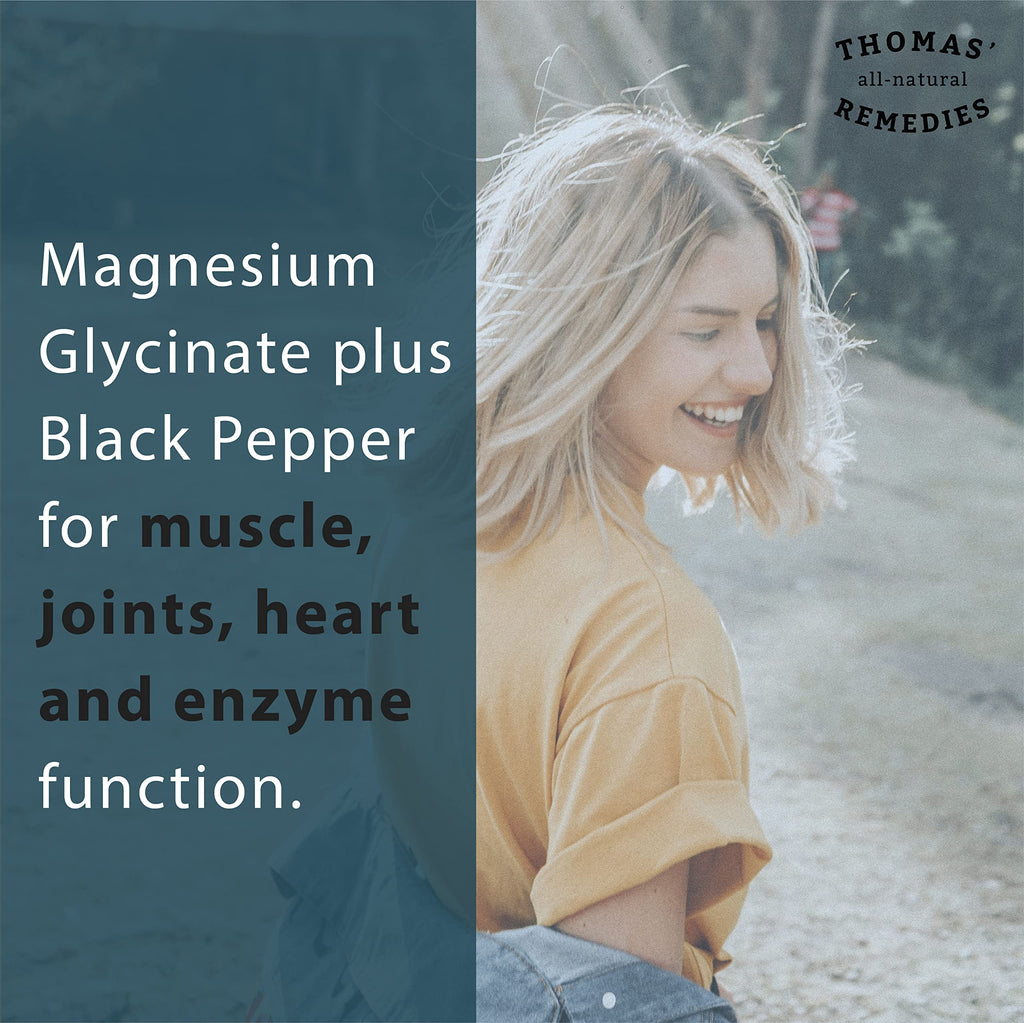 Thomas' All-Natural Magnesium Glycinate – High Absorption (60 Veg Caps)