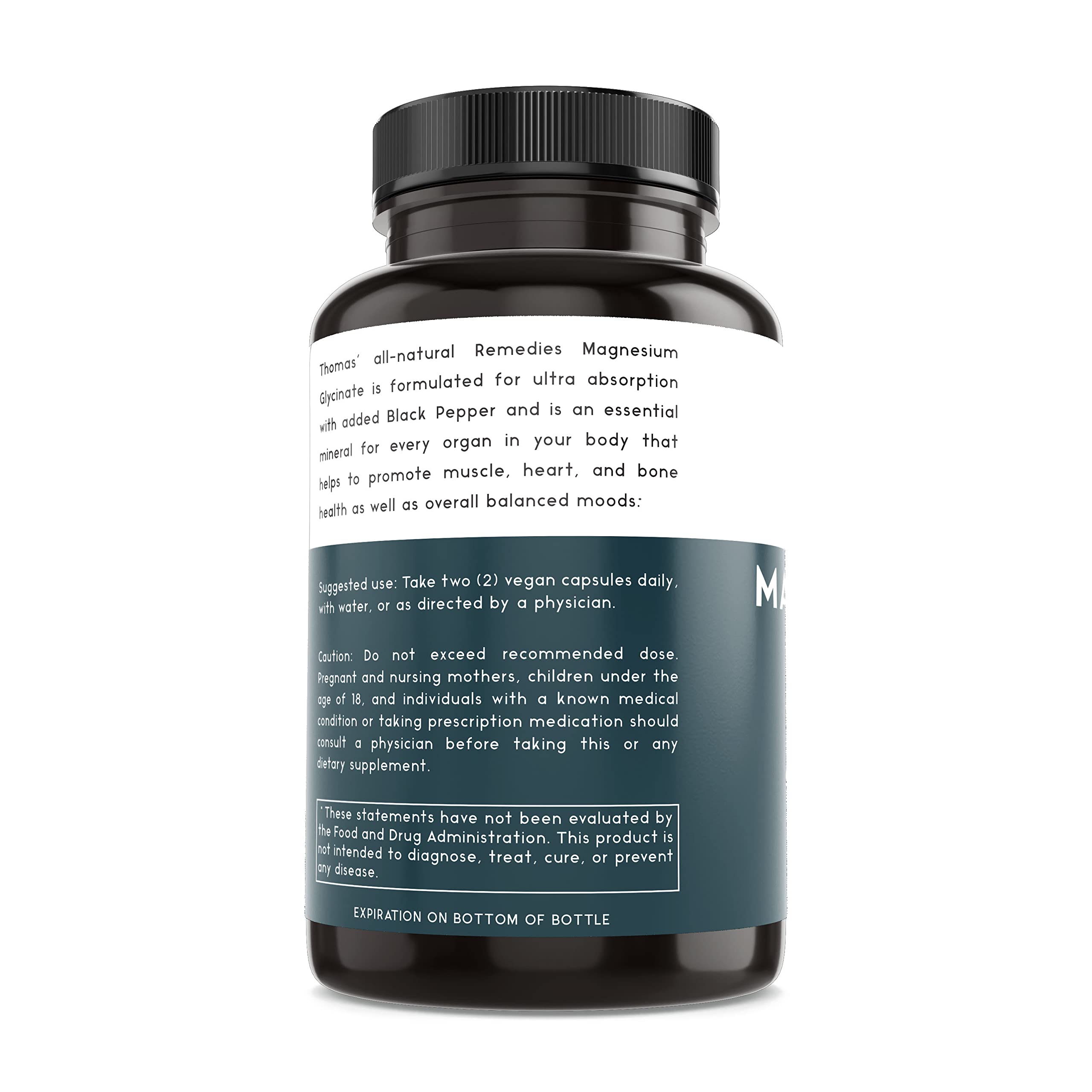 Thomas' All-Natural Magnesium Glycinate – High Absorption (60 Veg Caps)