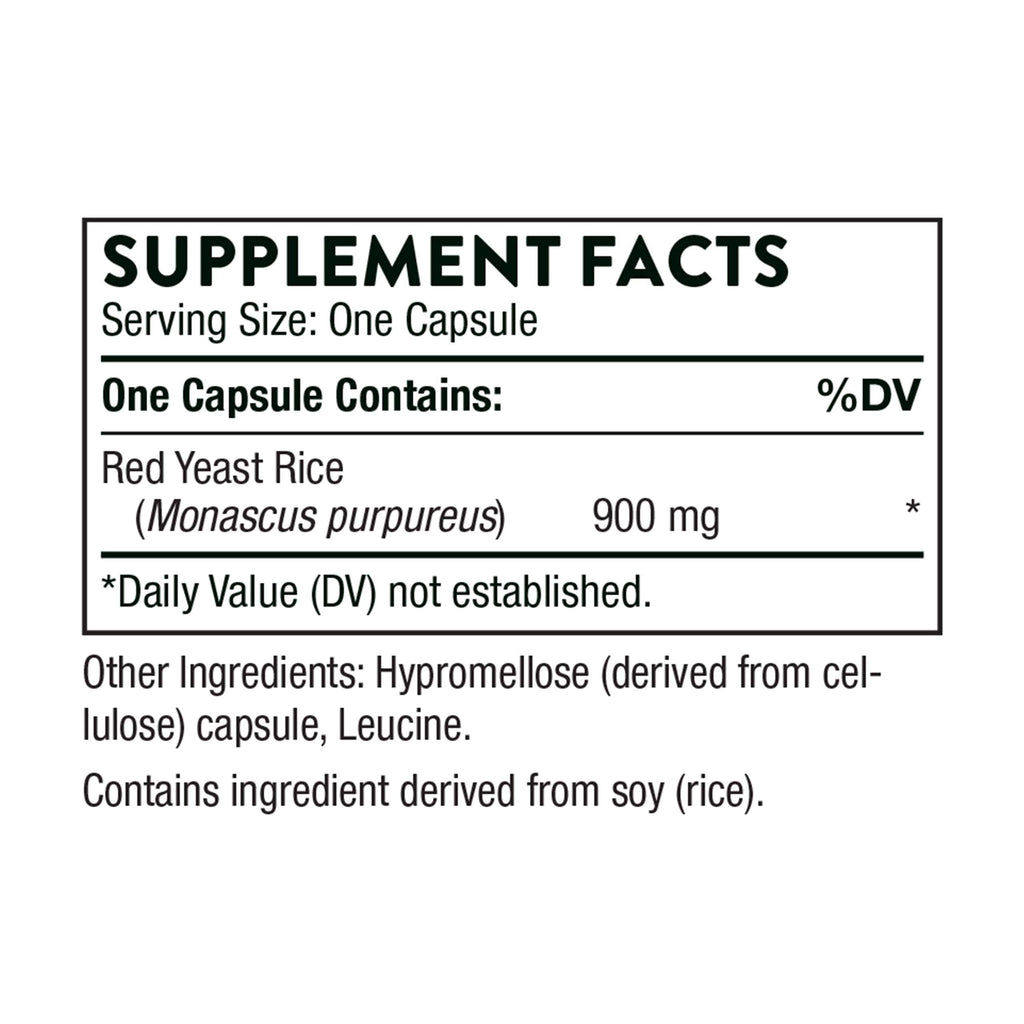 THORNE Red Yeast Rice 900mg – Gluten-Free Cholesterol Support Supplement | 120 Capsules