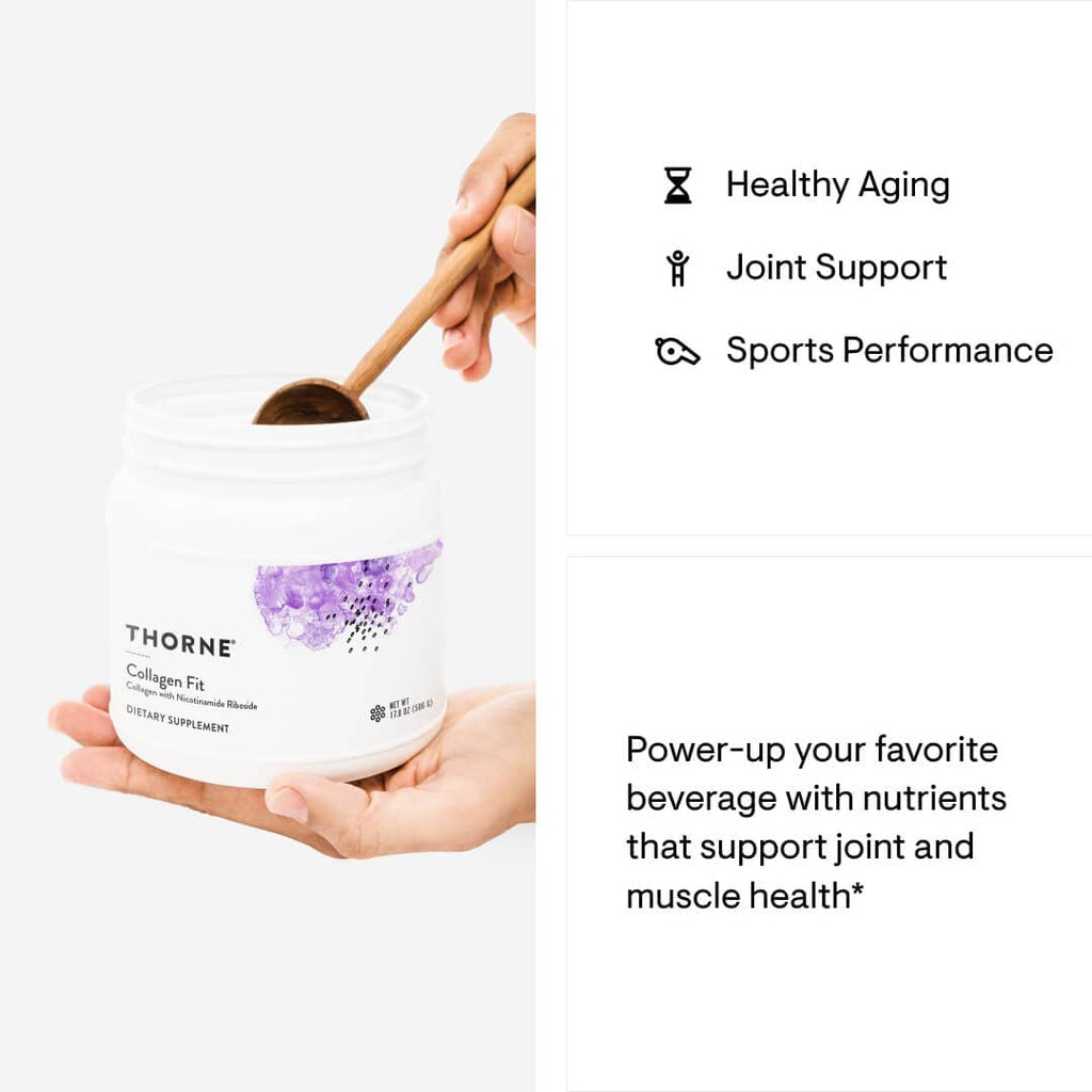 THORNE Collagen Fit – Unflavored Collagen Peptides with Nicotinamide Riboside | 30 Servings, NSF Certified for Sport