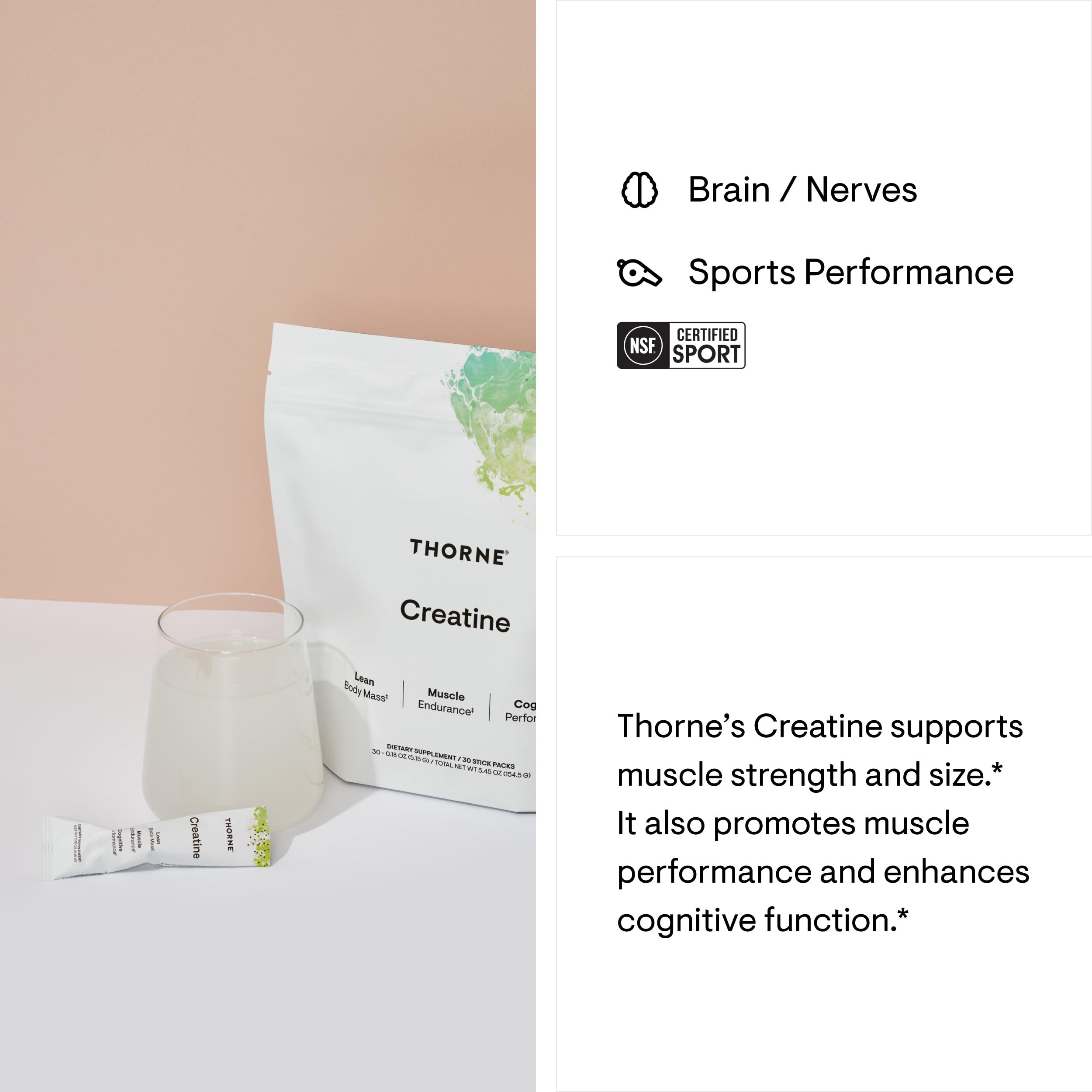 THORNE Creatine – Micronized Creatine Monohydrate Powder | 5 g per Serving | 30 Servings | NSF Certified for Sport