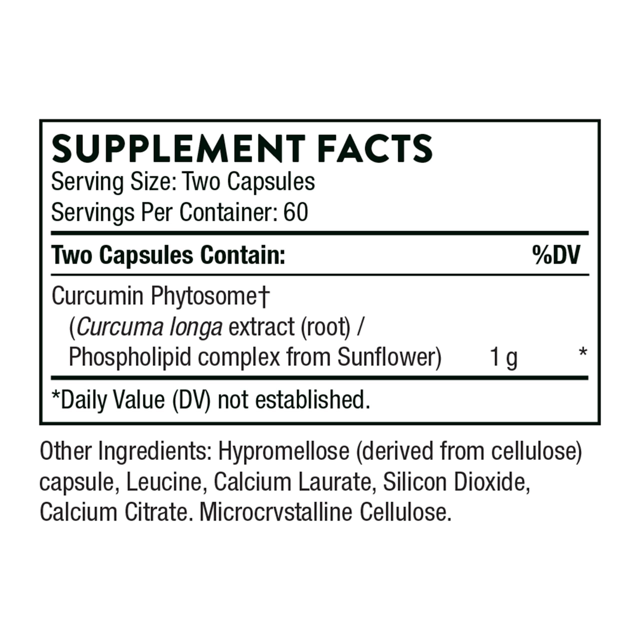 THORNE Curcumin Phytosome Meriva 1000 mg — Clinically Studied, High Absorption | 60 Servings