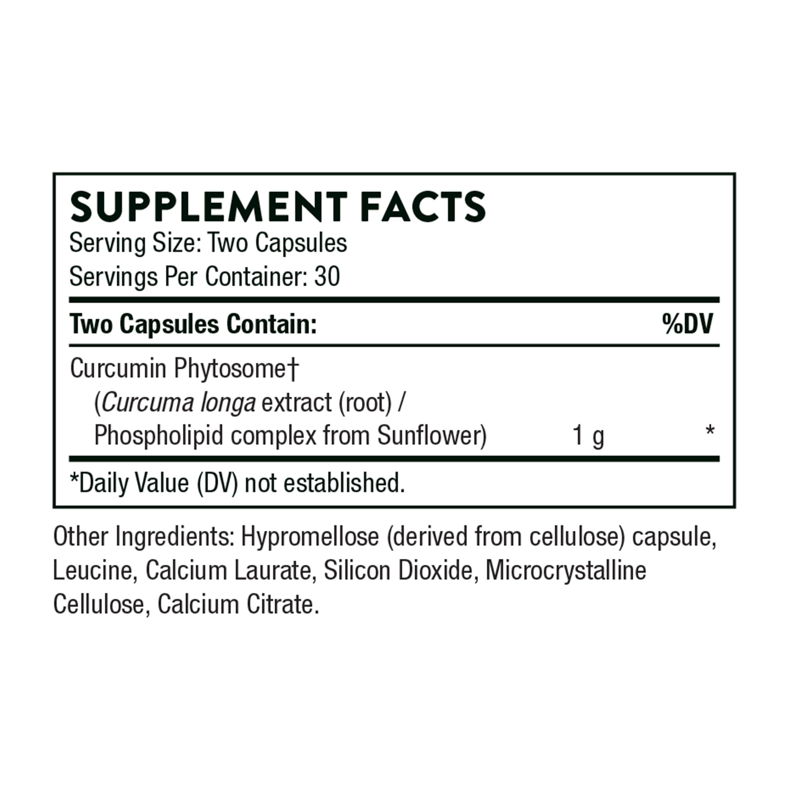 THORNE Curcumin Phytosome 1000 mg (Meriva) – Clinically Studied, High Absorption – 30 Servings