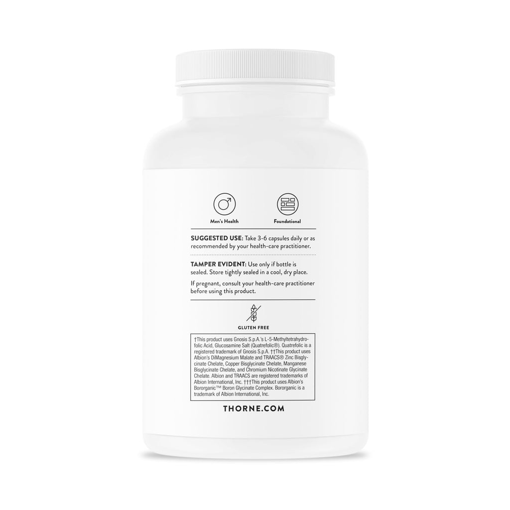 THORNE Men's Multi 50+ | Comprehensive Daily Multivitamin for Heart, Brain, Prostate & Immune Health | 180 Capsules