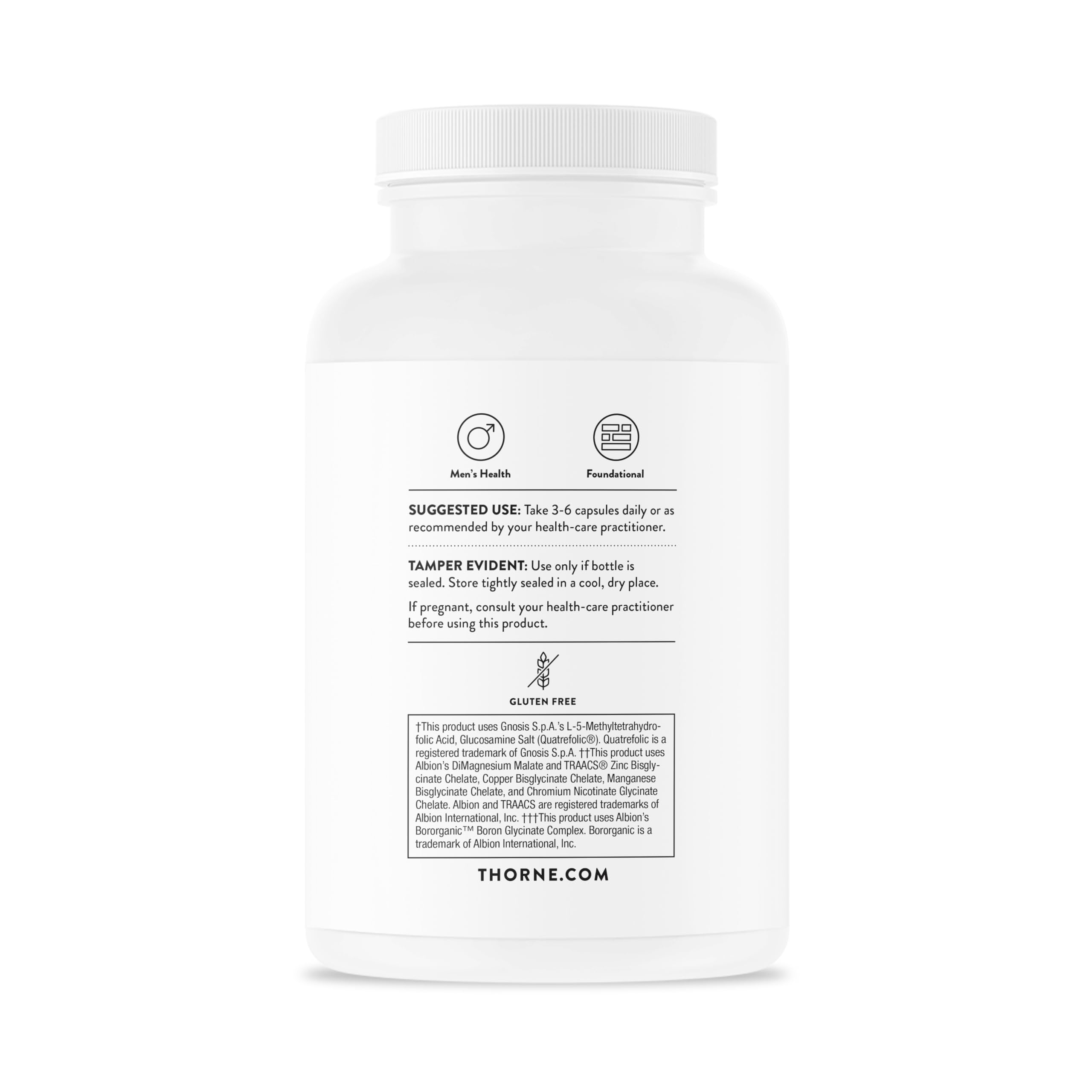 THORNE Men's Multi 50+ | Comprehensive Daily Multivitamin for Heart, Brain, Prostate & Immune Health | 180 Capsules